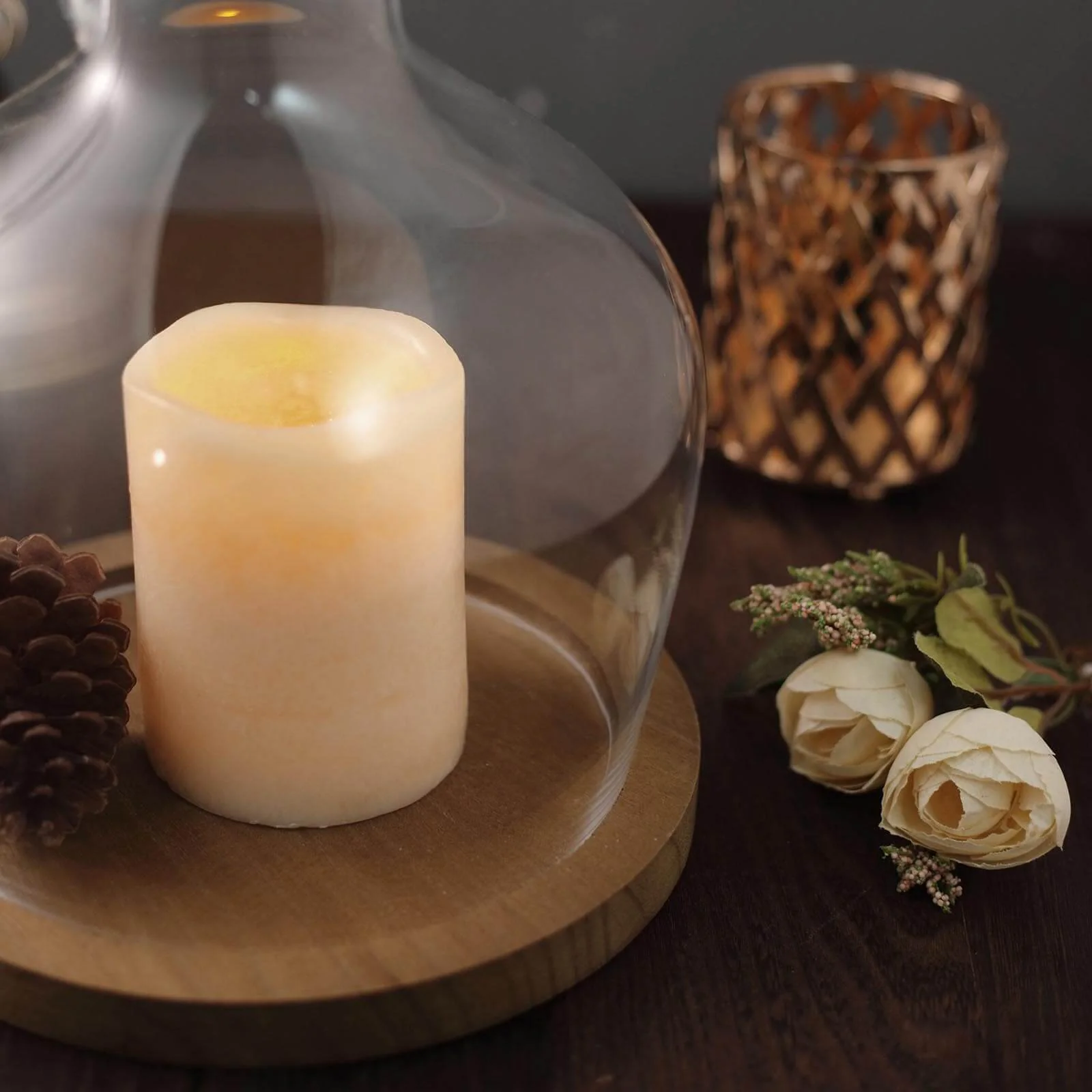 Glass Candle Holder Cloche Jar Dome 10" Clear with Wooden Base - Heavy Duty Wedding Centerpiece - Image 16