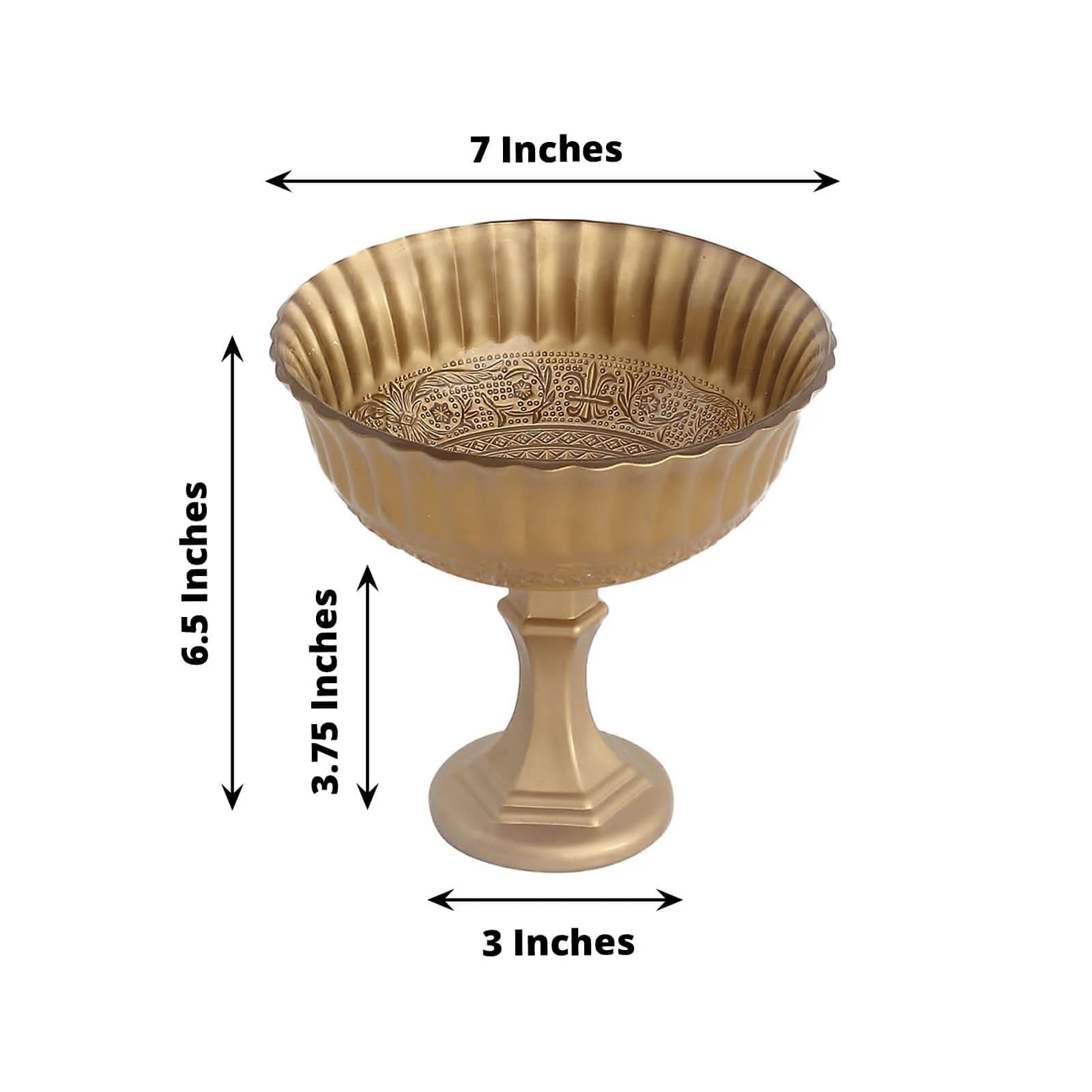 Glass Floral Bowl Centerpiece Compote Pedestal 7" Roman Style Gold - Vintage Wedding Vase for Luxurious Table Settings - Image 3