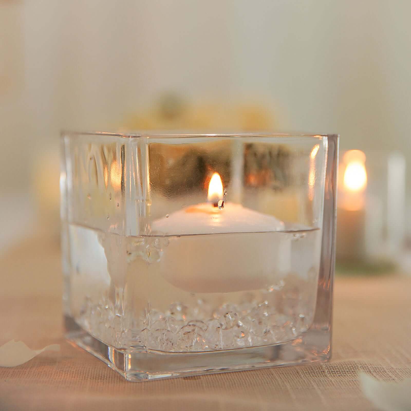 Glass Flower Vase Heavy Duty Square Design 4" Clear - Durable Table Centerpiece for Floral Displays - Image 2