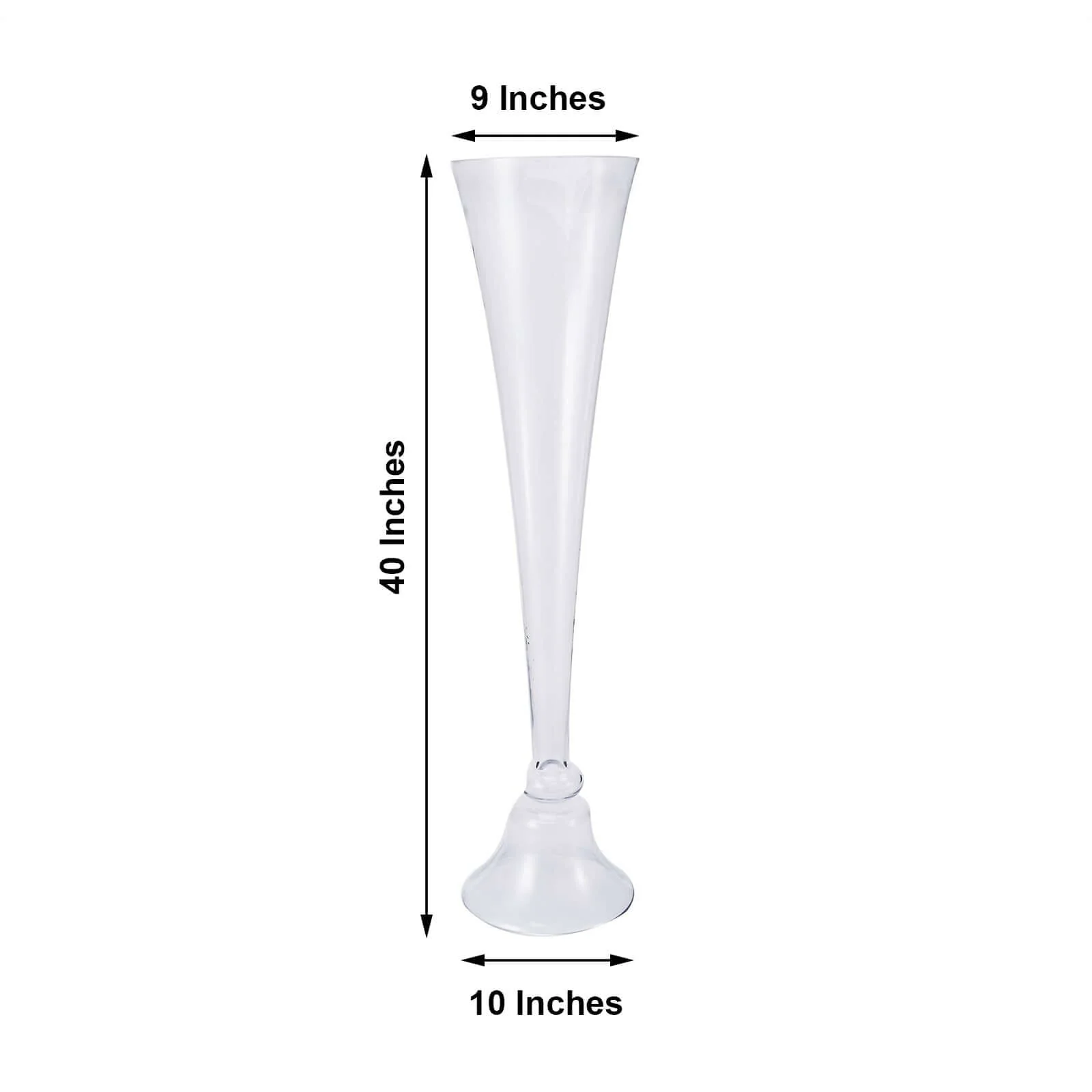 Glass Trumpet Floor Vase Reversible Clarinet Style 40" Clear - Sophisticated Floral Wedding Centerpiece - Image 3