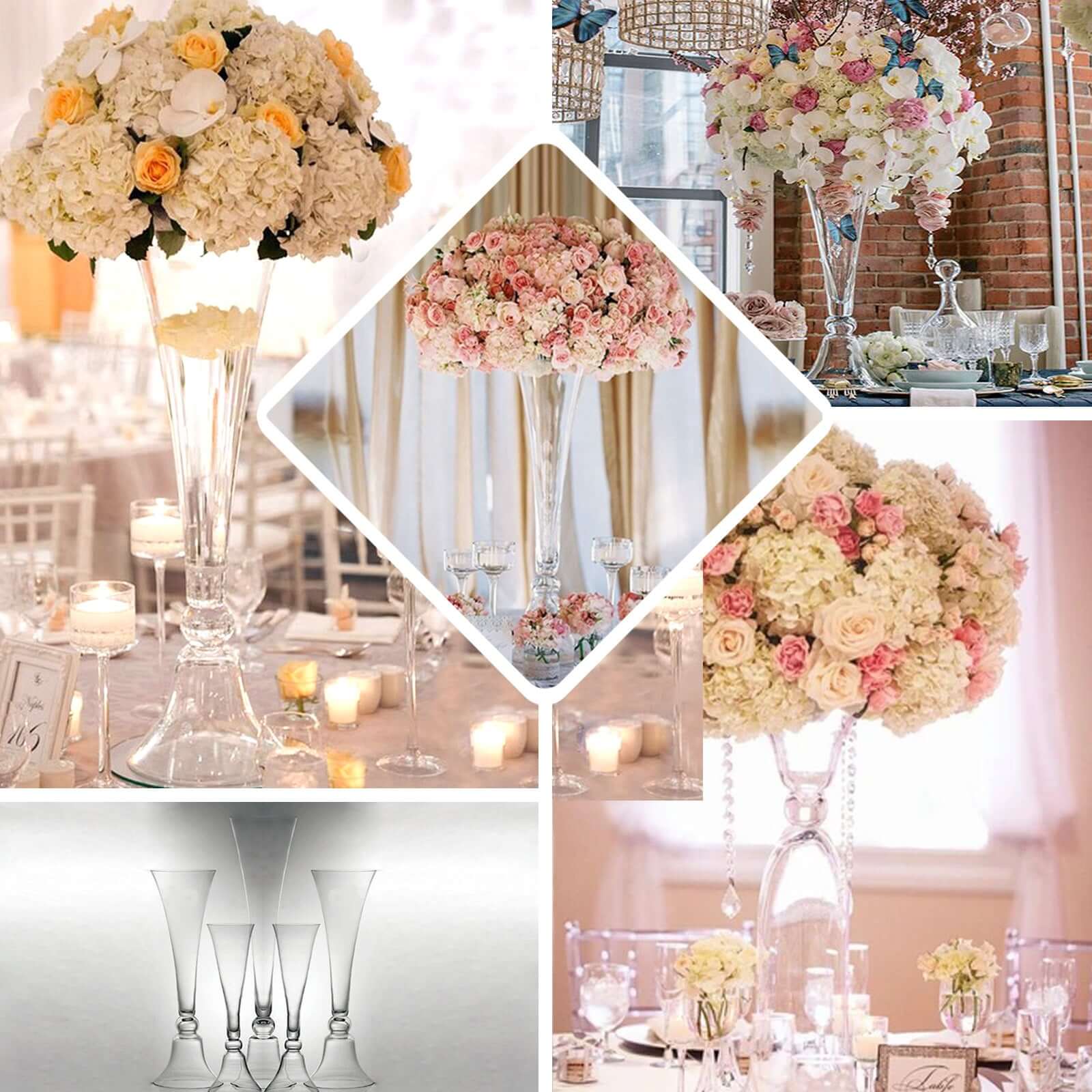 Glass Trumpet Floor Vase Reversible Clarinet Style 40" Clear - Sophisticated Floral Wedding Centerpiece - Image 5