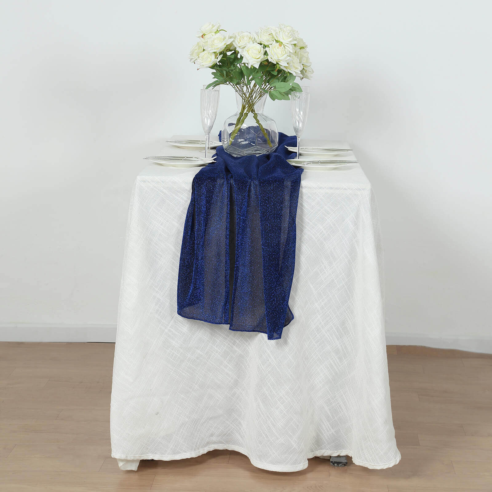 Glitter Gauze Table Runner 27"x120" Royal Blue - Sparkling Reusable Wrinkle-Free Sheer Table Linen - Image 11