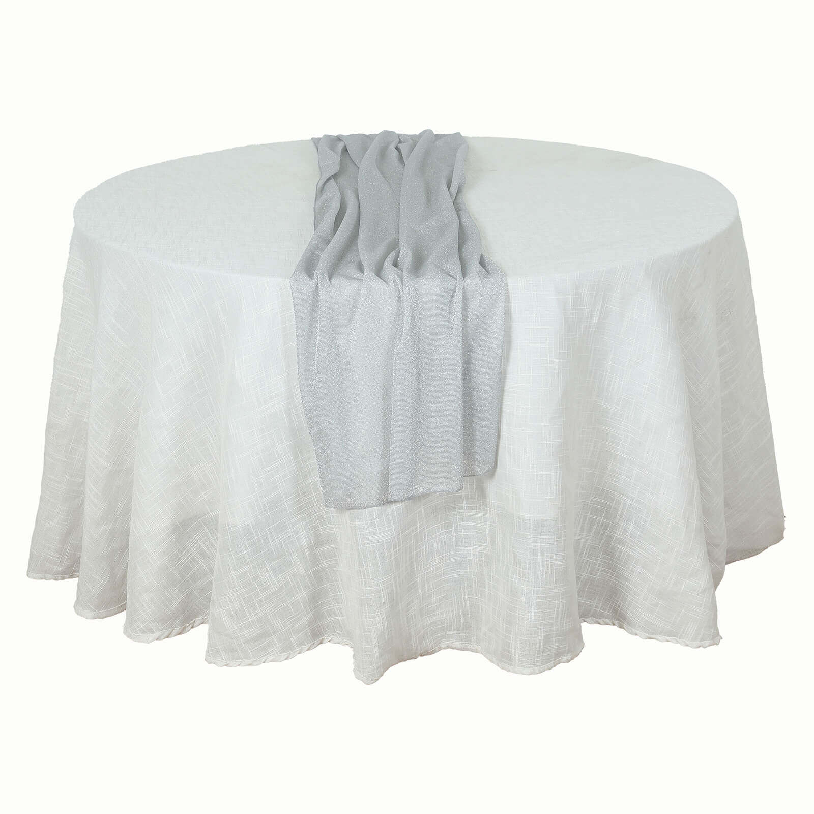 Glitter Gauze Table Runner 27"x120" Silver - Sparkling Reusable Wrinkle-Free Sheer Table Linen - Image 8