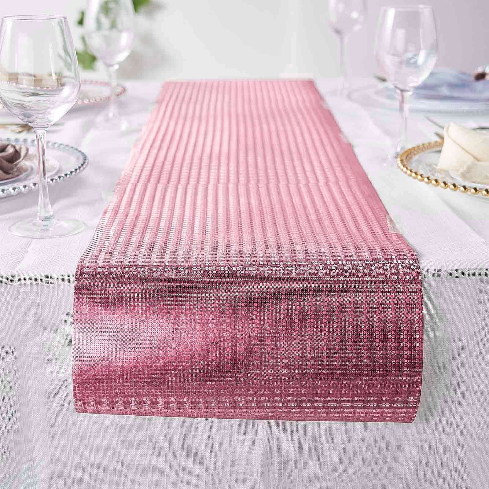 Glitter Paper Table Runner Roll 9ft Rose Gold Circle Pattern - Stylish Disposable Party Decor - Image 5