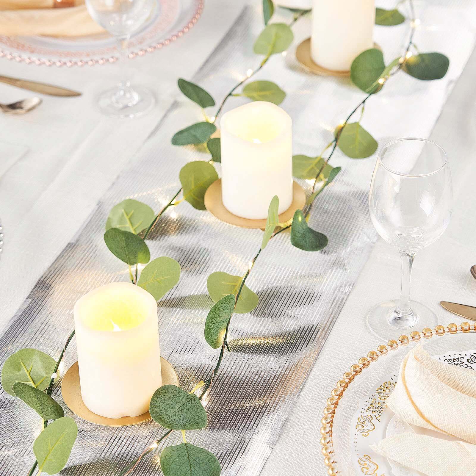 Glitter Paper Table Runner Roll 9ft Silver Ridge Pattern - Stylish Disposable Party Decor - Image 11