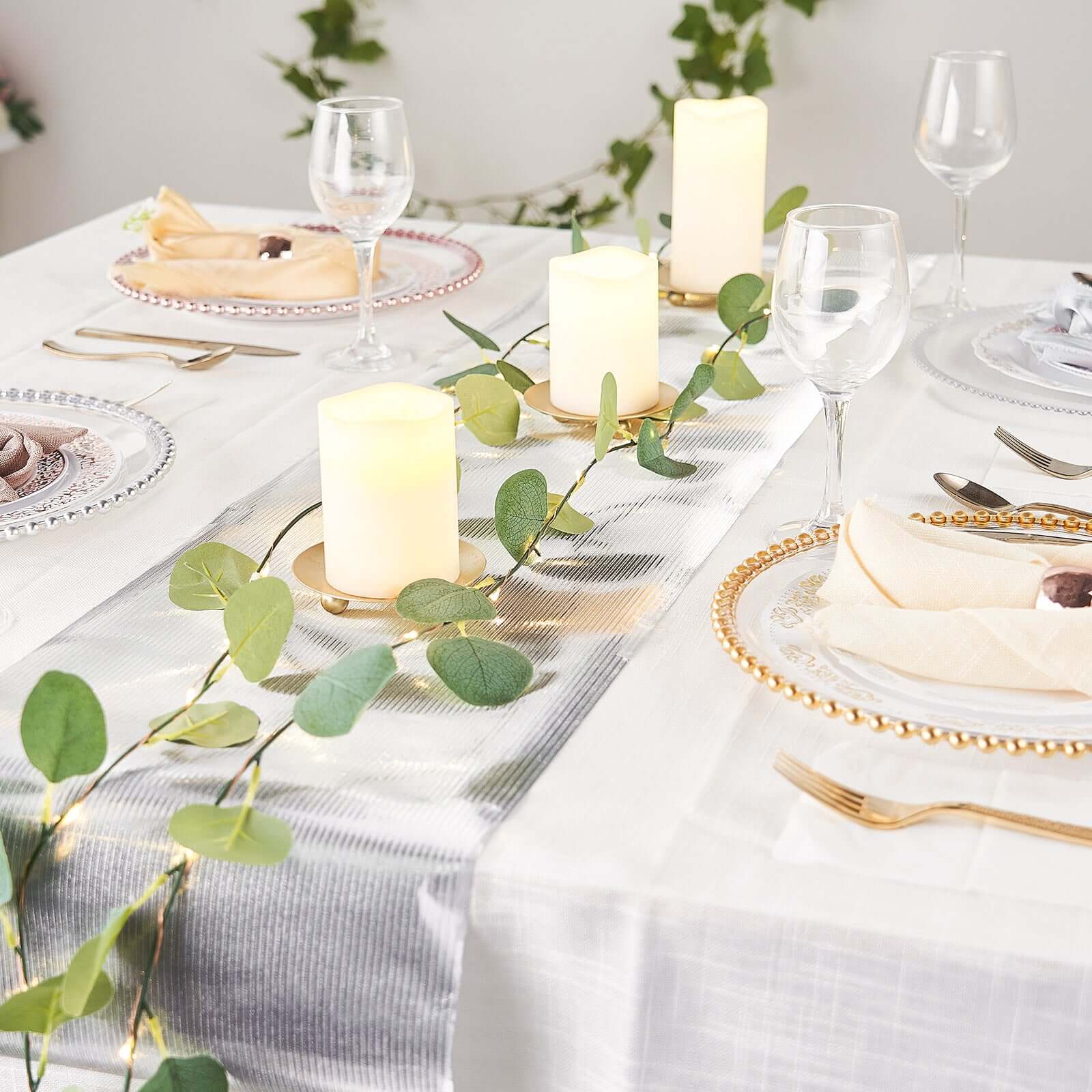 Glitter Paper Table Runner Roll 9ft Silver Ridge Pattern - Stylish Disposable Party Decor - Image 5