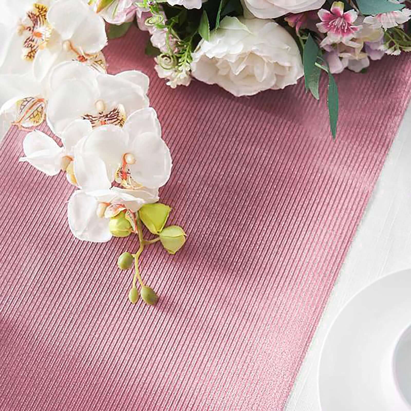 Glitter Paper Table Runner Roll 9ft Rose Gold Ridge Pattern - Stylish Disposable Party Decor - Image 10