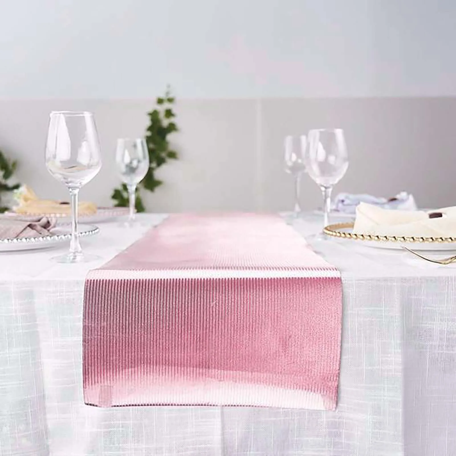 Glitter Paper Table Runner Roll 9ft Rose Gold Ridge Pattern - Stylish Disposable Party Decor - Image 5