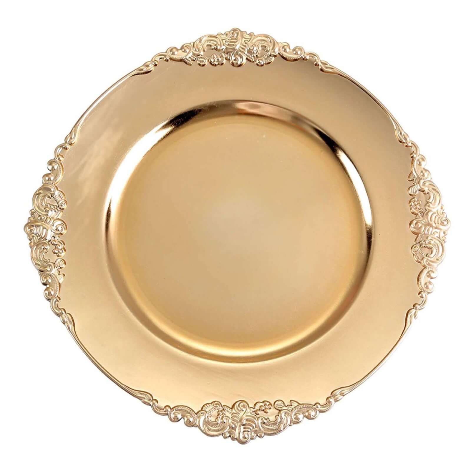 6-Pack Acrylic Charger Plates 13" Round Gold Embossed Baroque Rim - Antique Decorative Dinner Party Charger Tableware - Image 5
