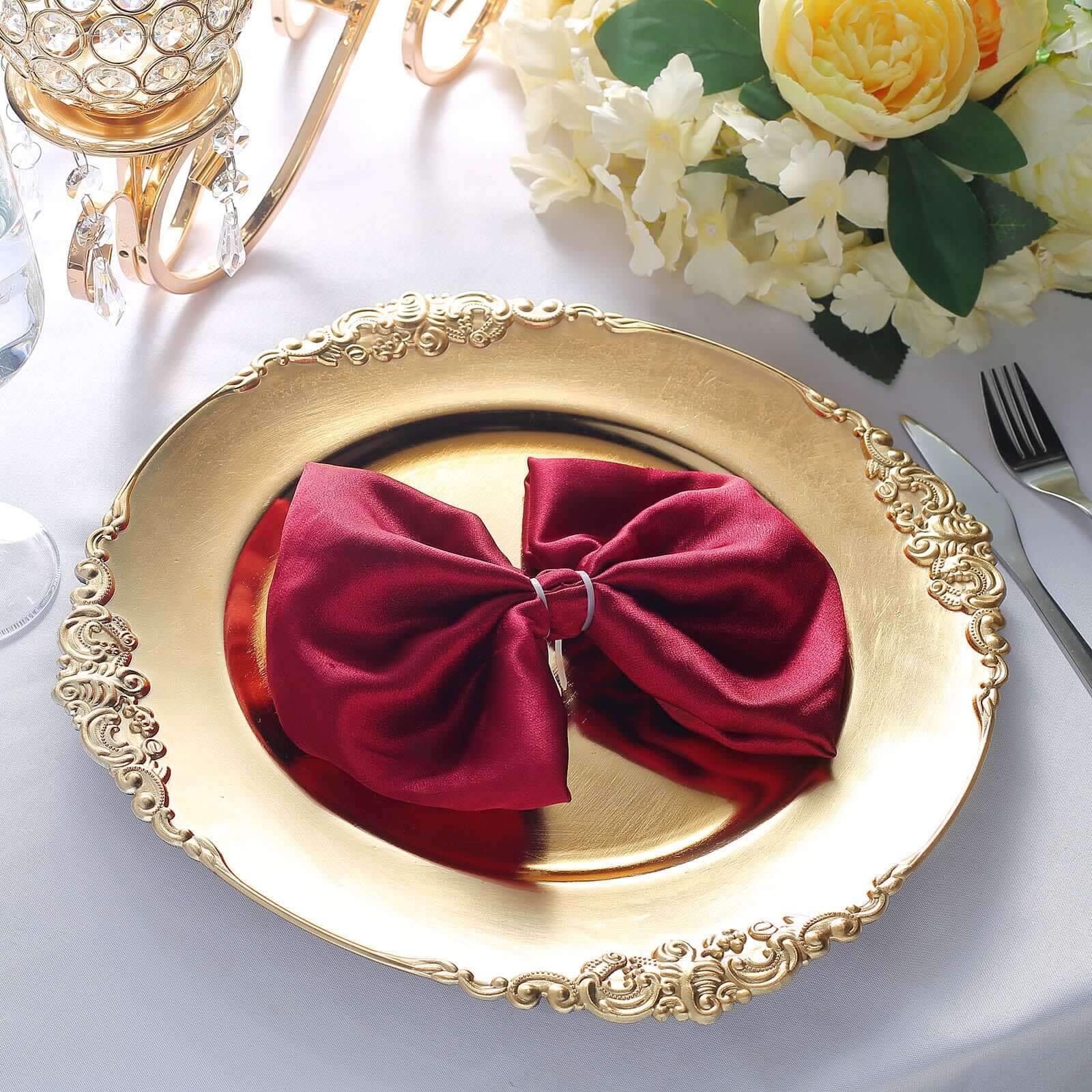 6-Pack Acrylic Charger Plates 13" Round Gold Embossed Baroque Rim - Antique Decorative Dinner Party Charger Tableware - Image 6