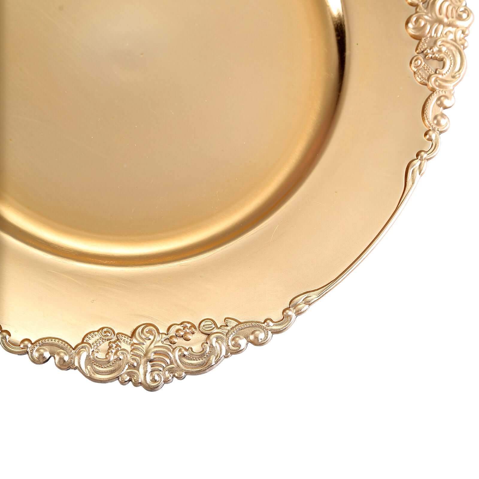 6-Pack Acrylic Charger Plates 13" Round Gold Embossed Baroque Rim - Antique Decorative Dinner Party Charger Tableware - Image 7