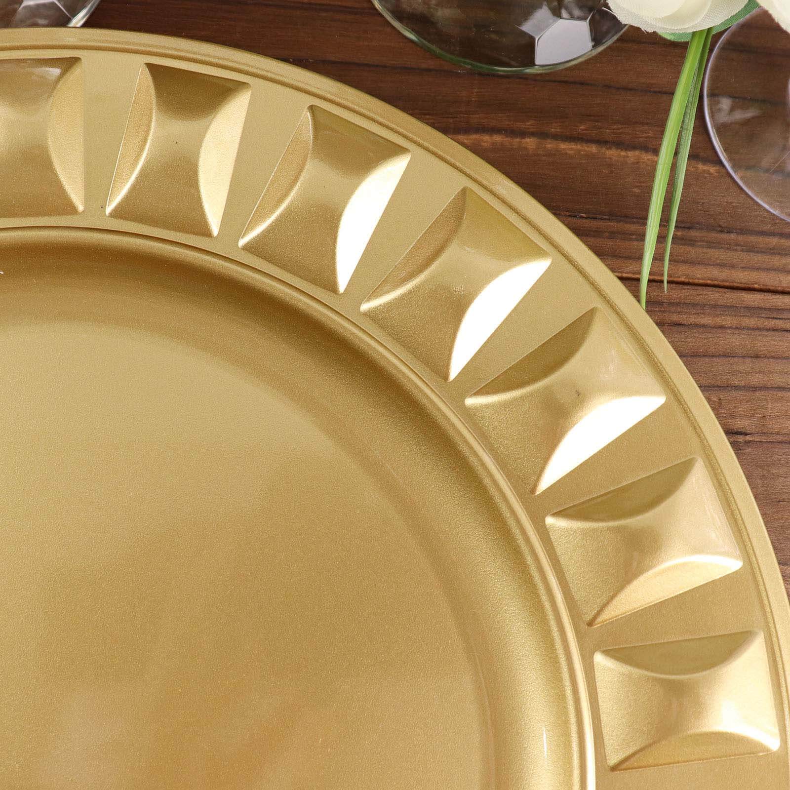 6-Pack Plastic Charger Plates 13" Round Gold Bejeweled Rim - Dinner Charger Tableware - Image 10