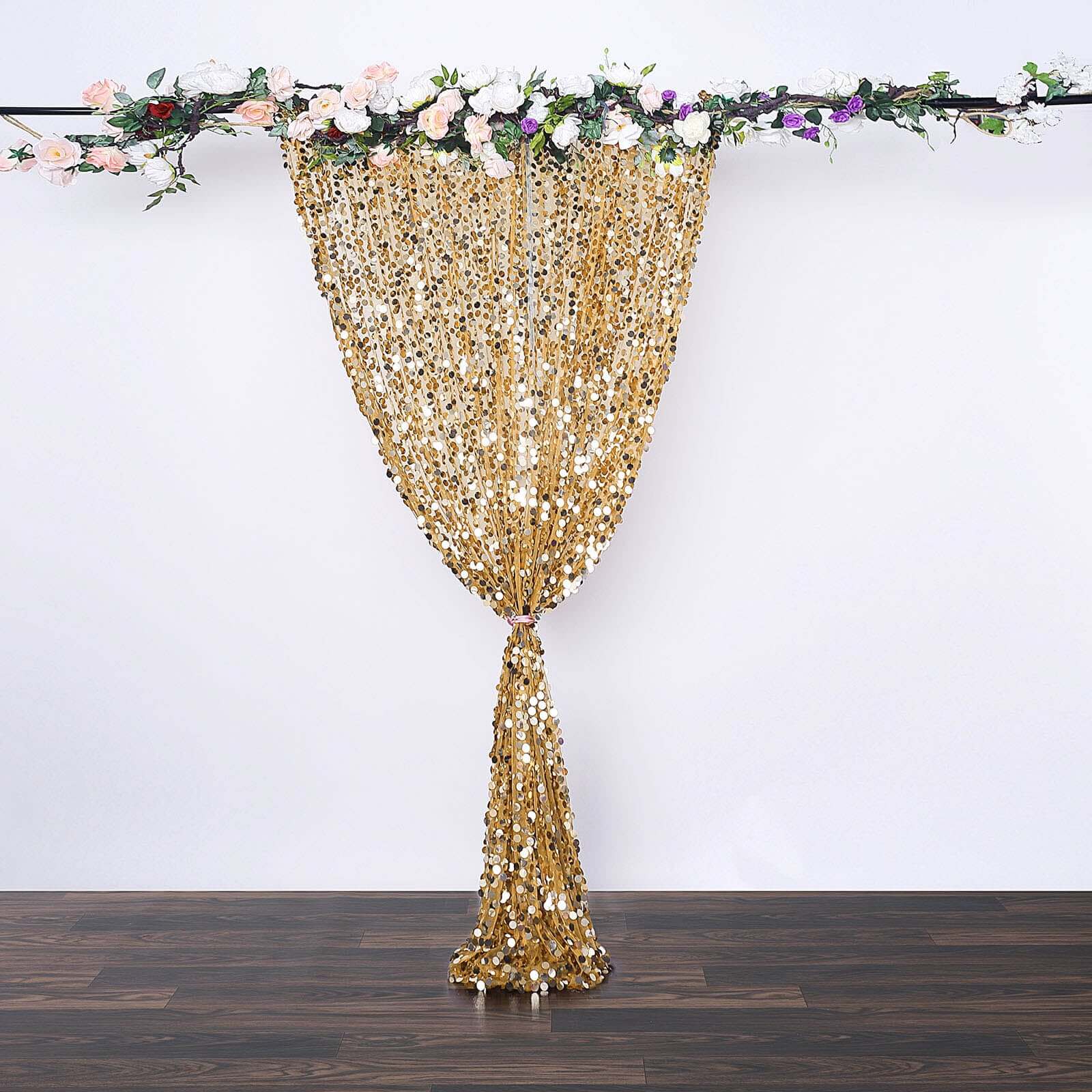Gold Big Payette Sequin Backdrop Drape Curtain, Photo Booth Event Divider Panel - 8ftx8ft - Image 2