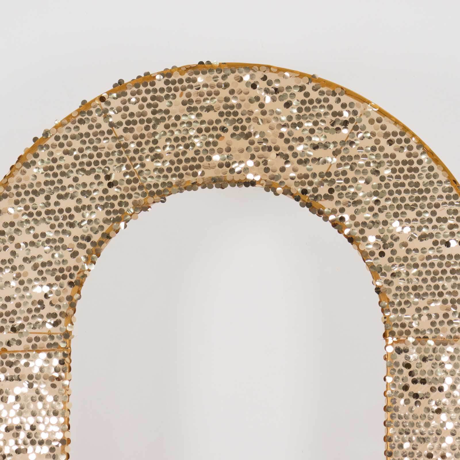Gold Big Payette Sequin Open Arch Backdrop Cover, Sparkly U-Shaped Fitted Wedding Arch Slipcover - 8ft - Image 6