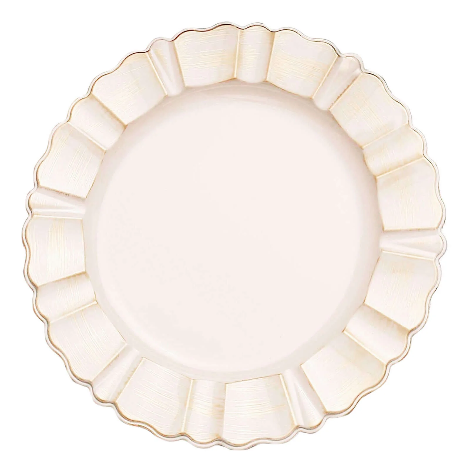 6-Pack Acrylic Plastic Charger Plates 13" Round Beige with Gold Brushed Wavy Scalloped Rim - Dinner Charger Tableware - Image 9