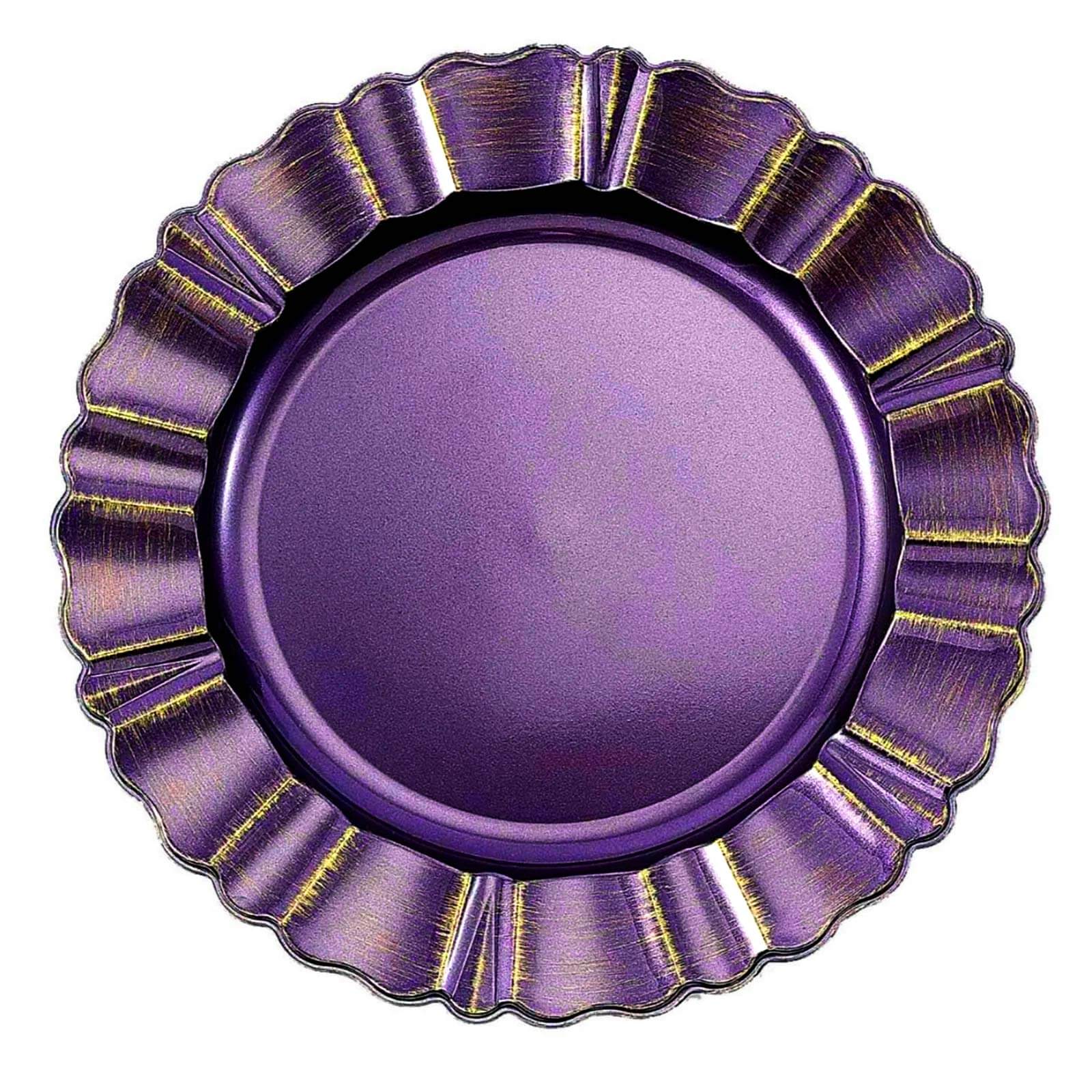 6-Pack Acrylic Plastic Charger Plates 13" Round Purple with Gold Brushed Wavy Scalloped Rim - Dinner Charger Tableware - Image 7