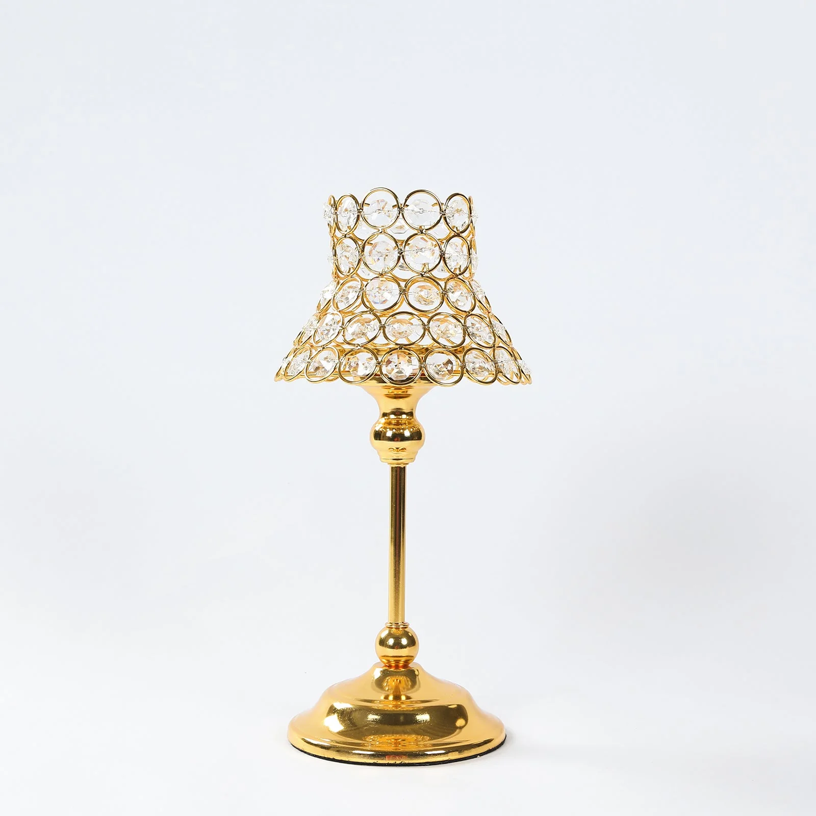 2 Pack Gold Centerpiece Candle Holders with Crystal Beaded Lamp-Style Shades – 12" Tall for Weddings & Events - Image 5