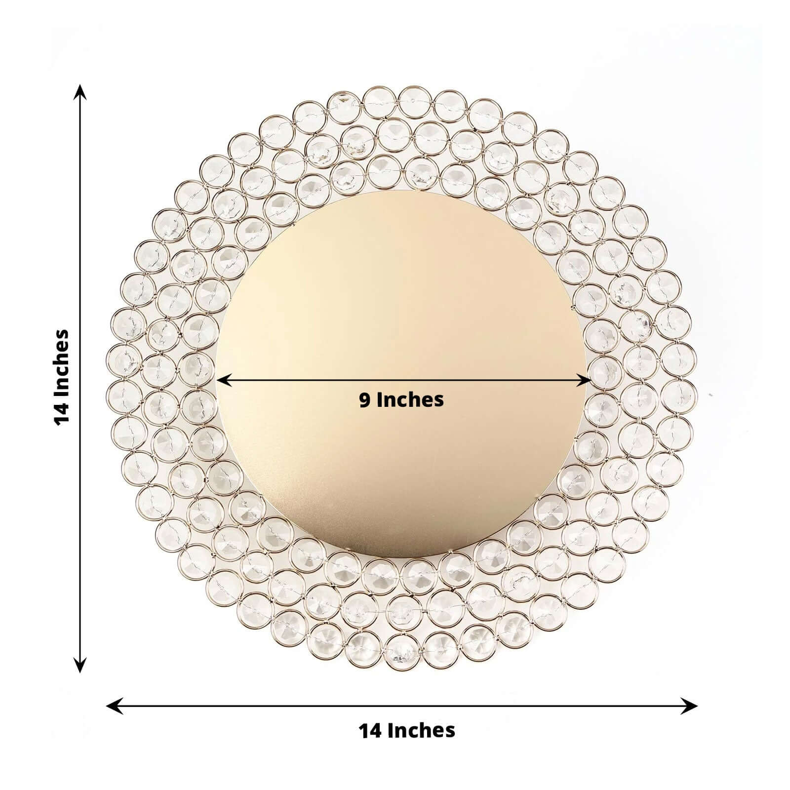 Wired Metal Charger Plate 14" Round Gold with Acrylic Crystal Beads - Glamorous Decorative Dinner Charger Tableware - Image 3