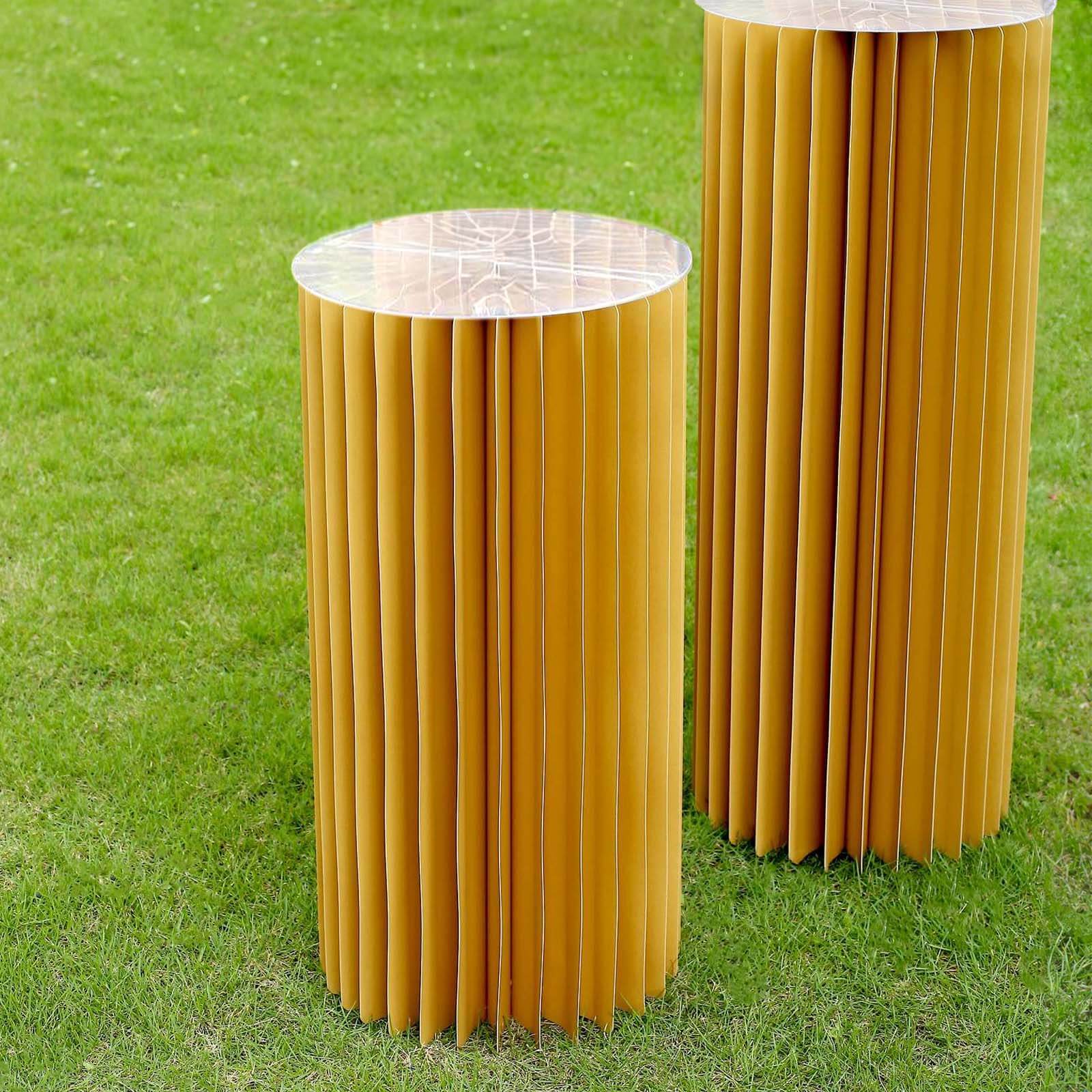 Gold Cylinder Pillar Pedestal Stand, Display Column Stand With Top Plate 24" - Image 6