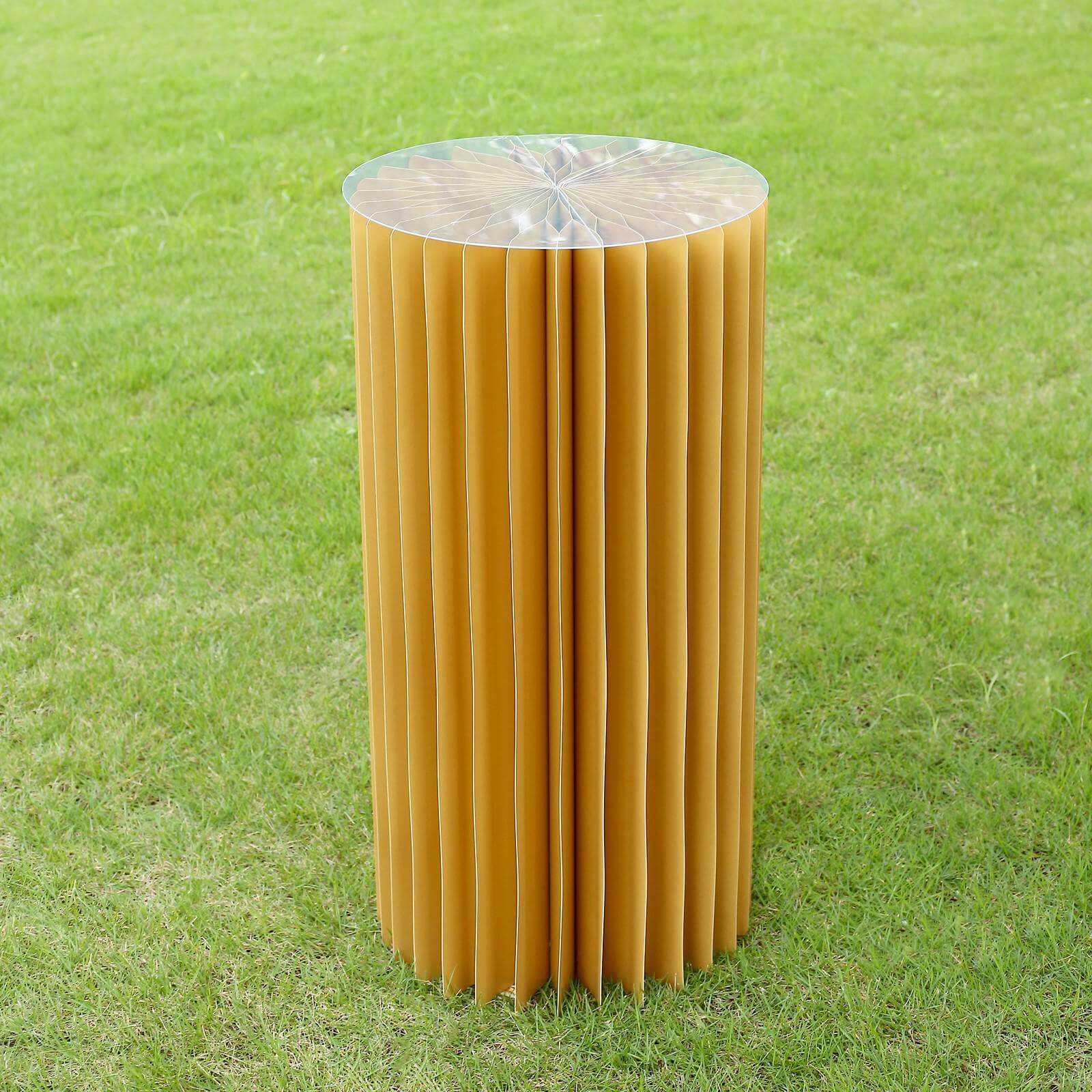 Gold Cylinder Pillar Pedestal Stand, Display Column Stand With Top Plate 32" - Image 13