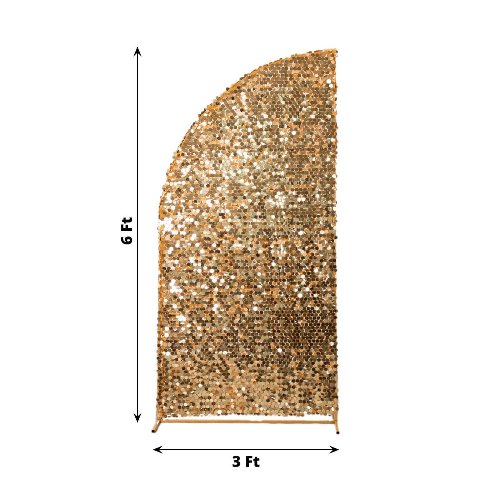 Gold Double Sided Big Payette Sequin Chiara Backdrop Stand Cover For Half Moon Wedding Arch 6ft - Image 3