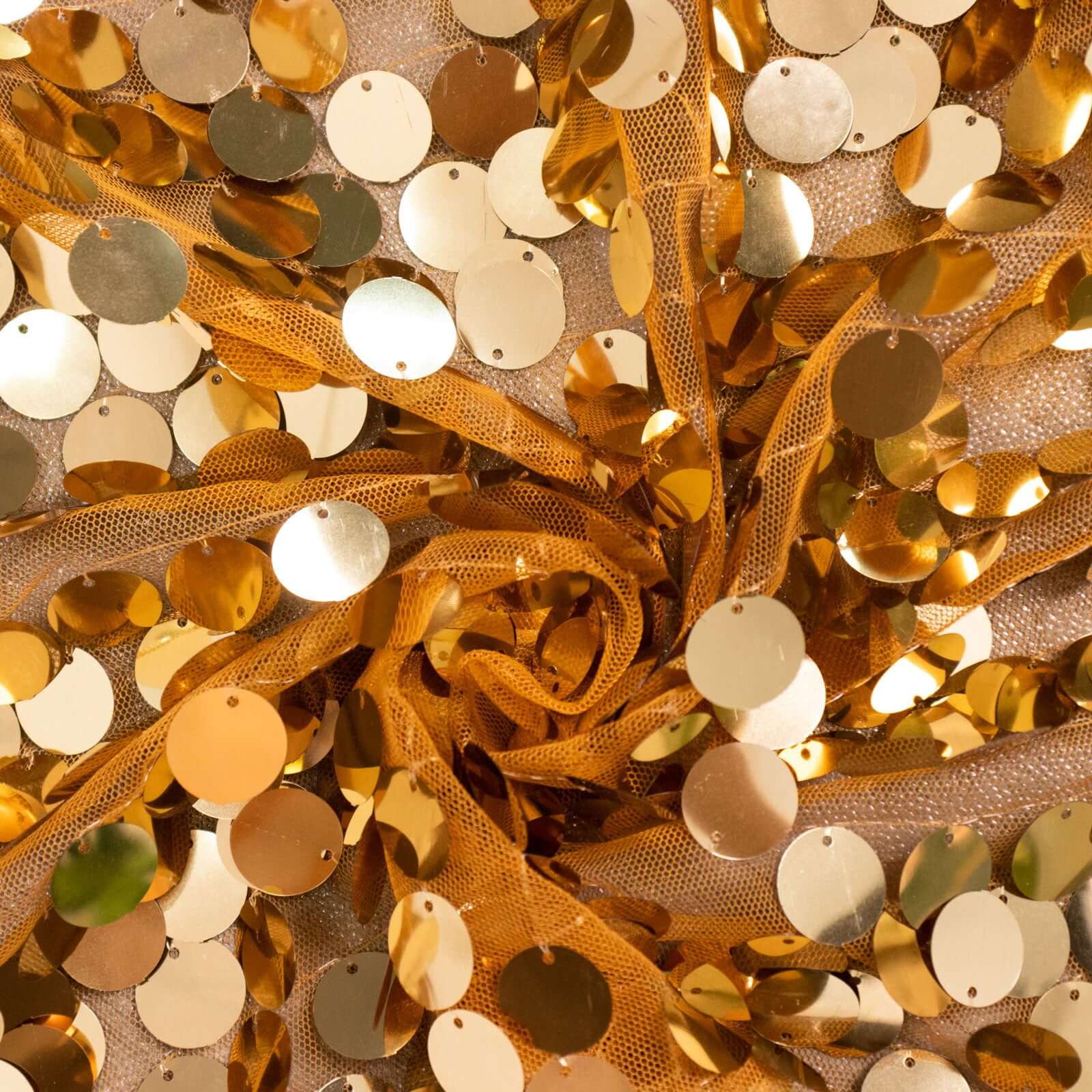 Gold Double Sided Big Payette Sequin Chiara Backdrop Stand Cover For Half Moon Wedding Arch Stand 7ft - Image 11