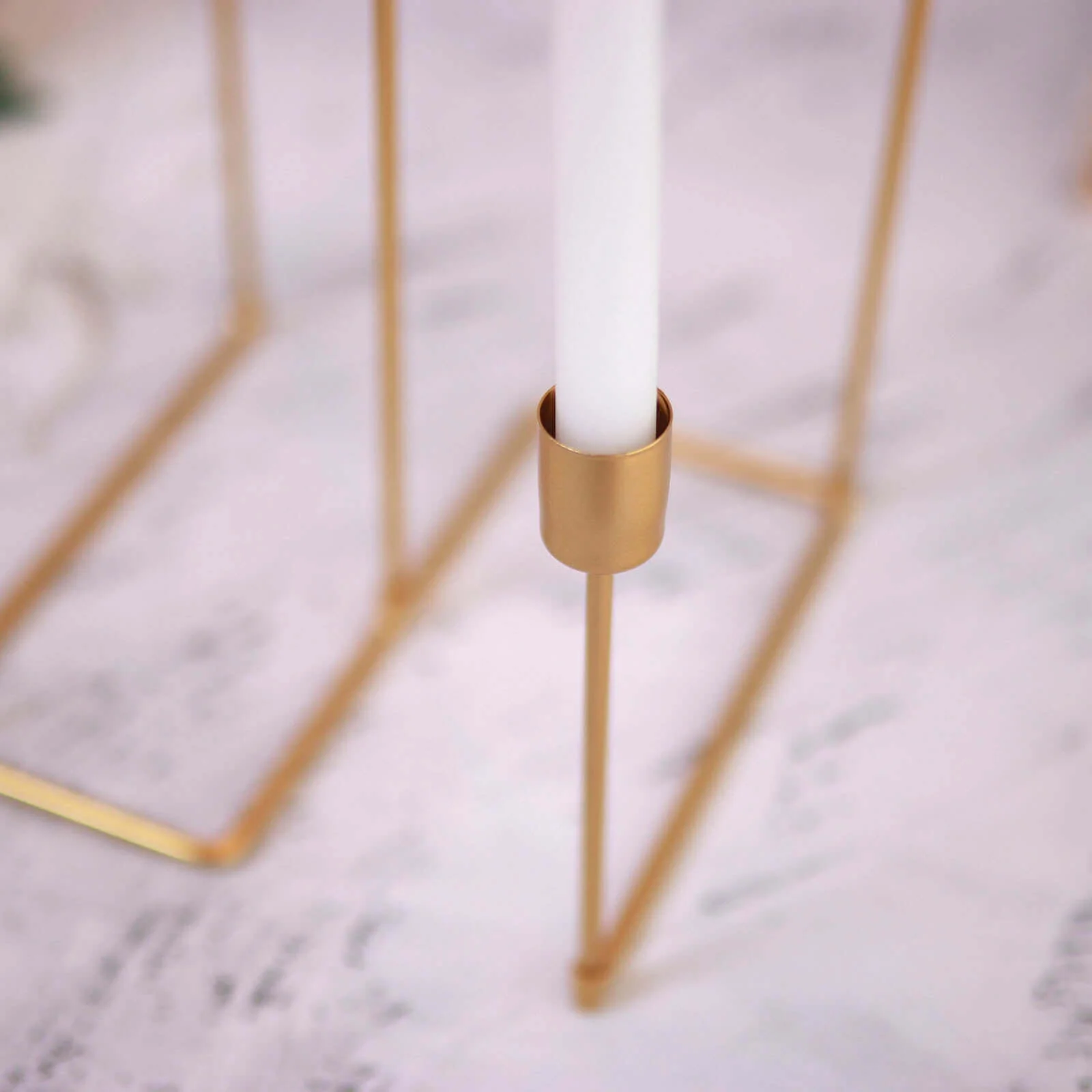 Gold Metal 5-Arm Taper Candle Holder 12", Geometric Candelabra Design - Perfect for Weddings and Party Tables - Image 10