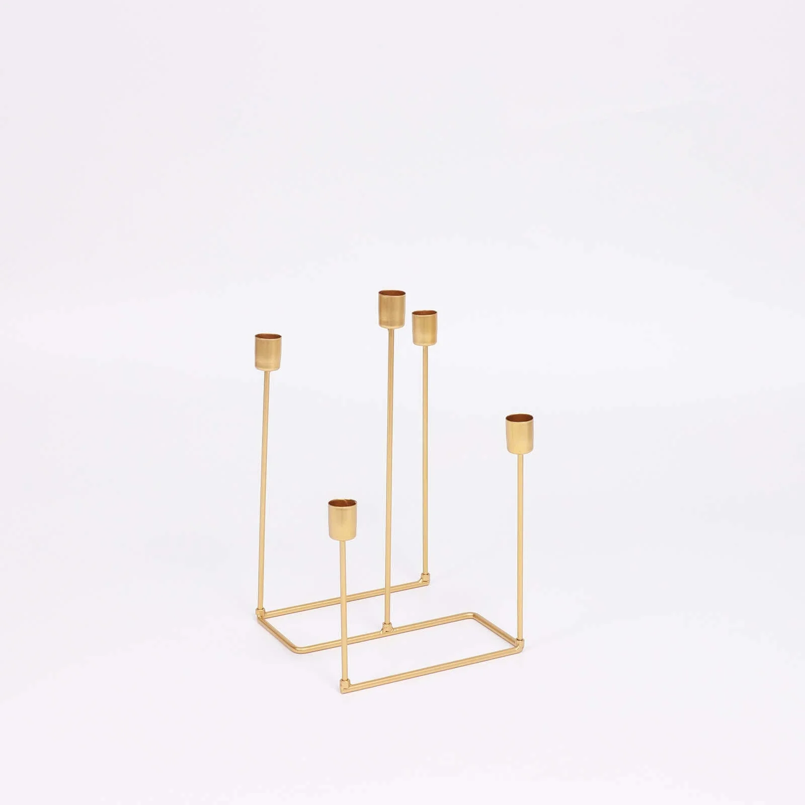 Gold Metal 5-Arm Taper Candle Holder 12", Geometric Candelabra Design - Perfect for Weddings and Party Tables - Image 7