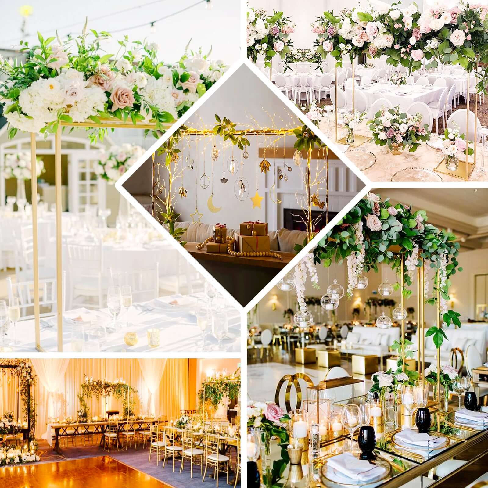 Gold Metal Adjustable Flower Arch Stand 48" Tall Over-The-Table Frame - Wedding Display - Image 5
