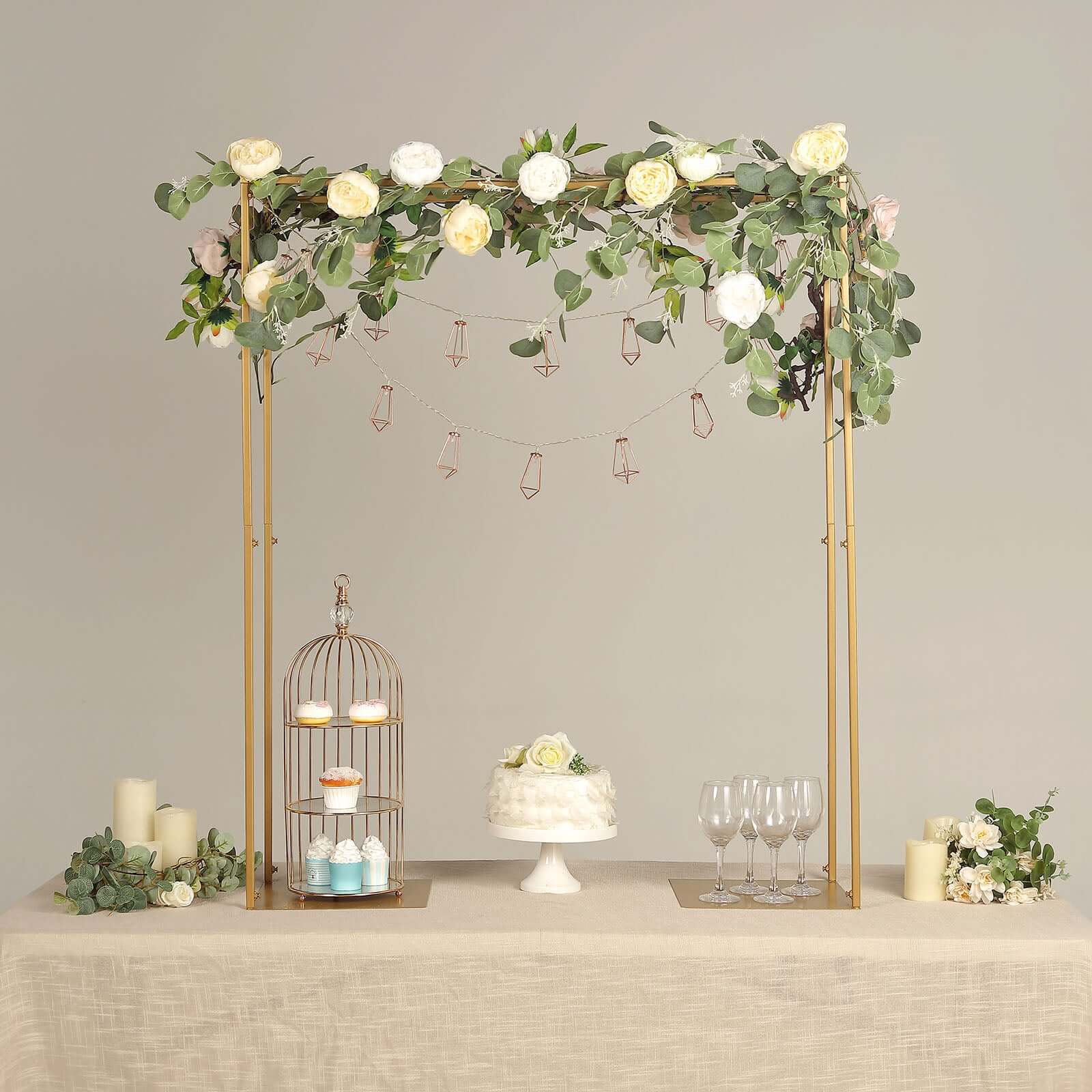 Gold Metal Adjustable Flower Arch Stand 48" Tall Over-The-Table Frame - Wedding Display - Image 7