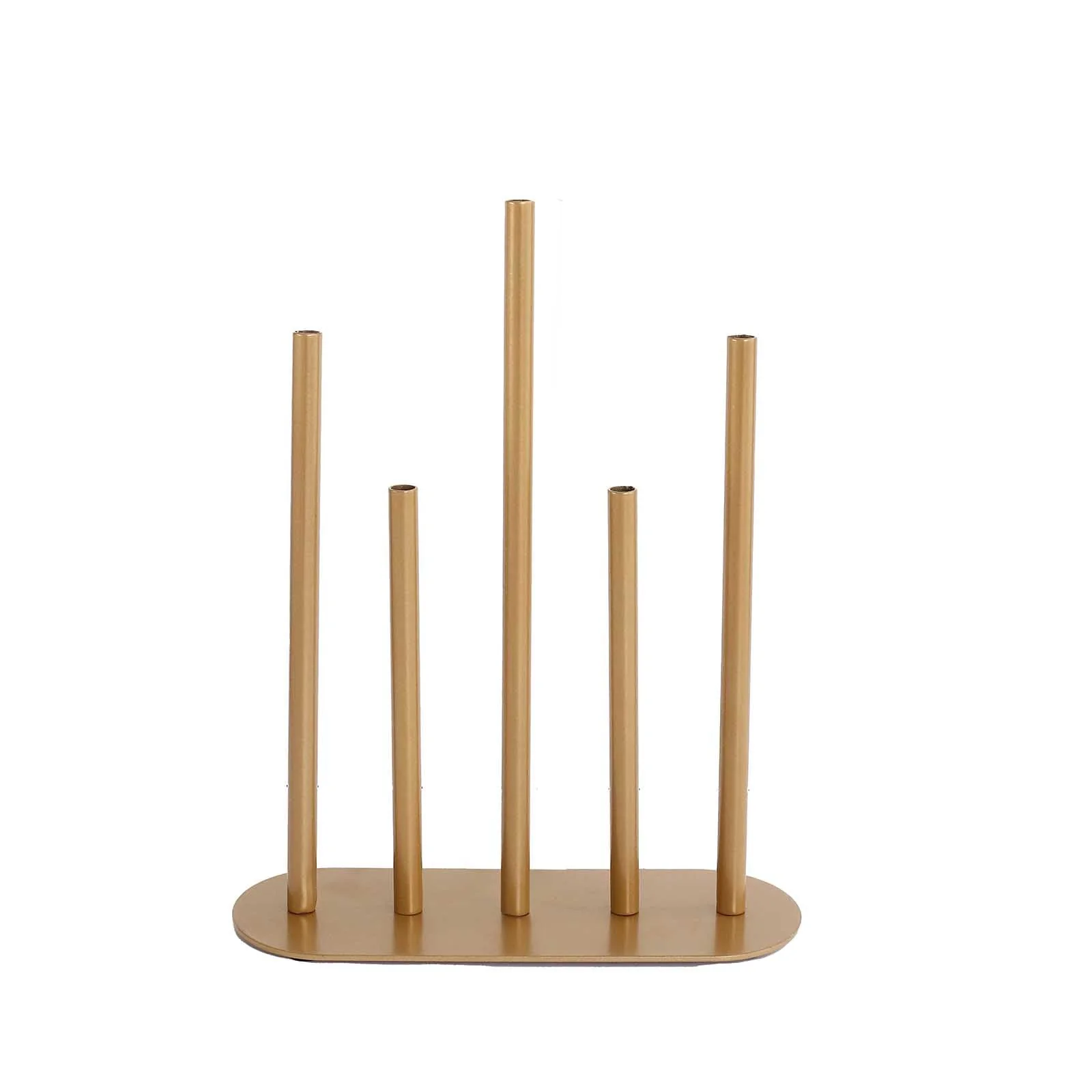 Gold Metal Bud Vase Centerpiece 10" Minimalist Design with 5-Tubes - Single Stem Flower Vase - Image 6
