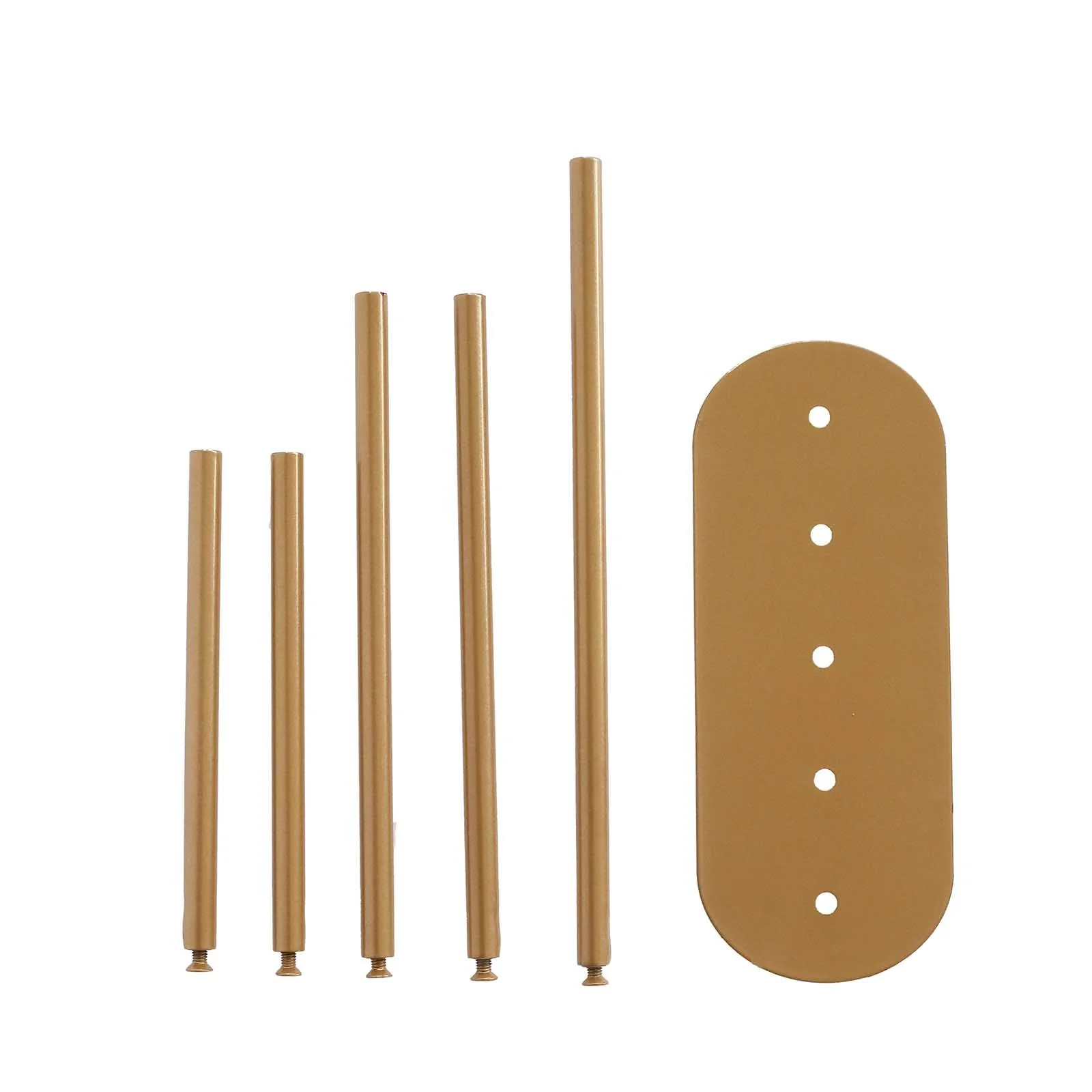 Gold Metal Bud Vase Centerpiece 10" Minimalist Design with 5-Tubes - Single Stem Flower Vase - Image 8