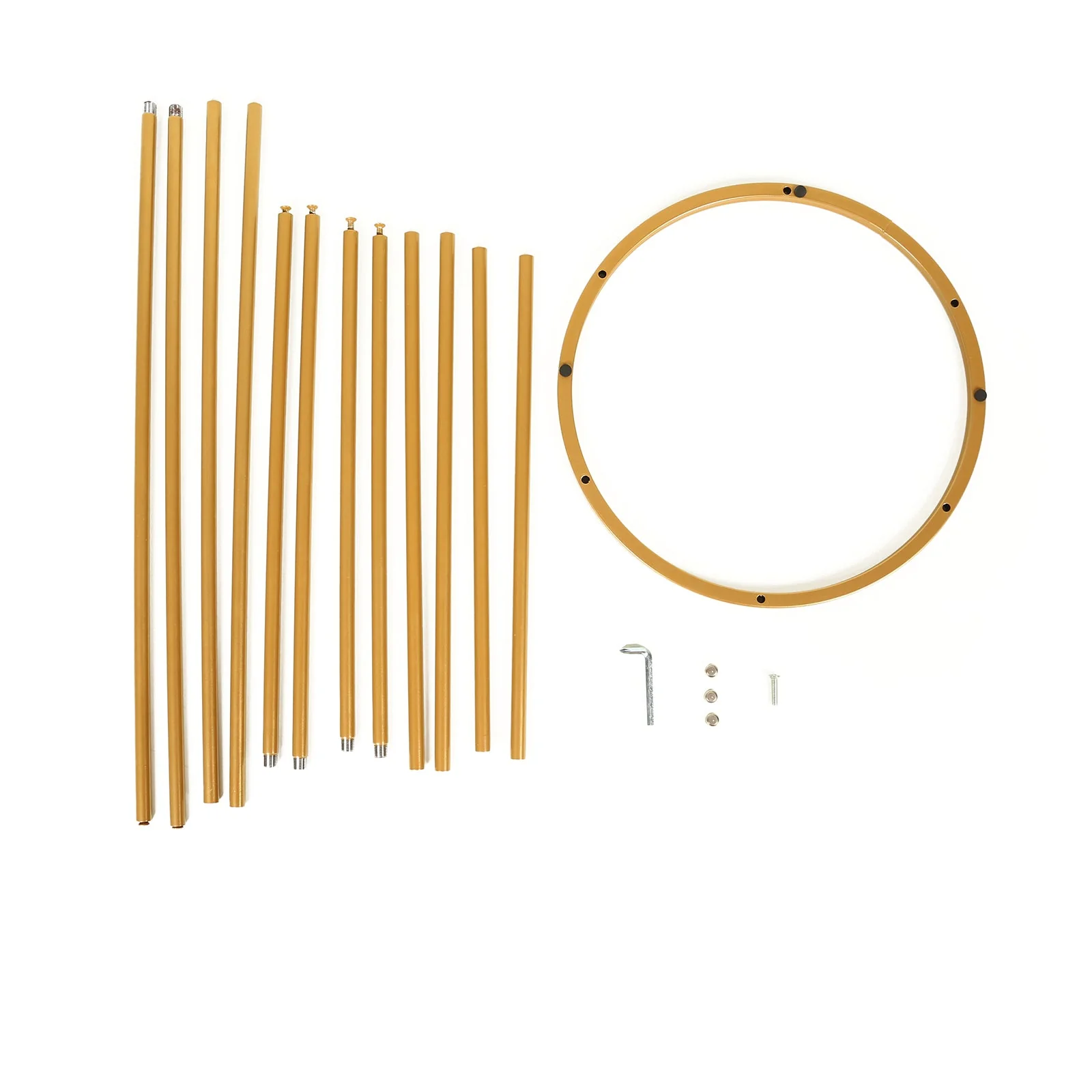 Gold Metal Flower Centerpiece 4ft 6-Tubes Minimalist Round Base Design - Single Stem Bud Vase for Floral Arrangements - Image 8