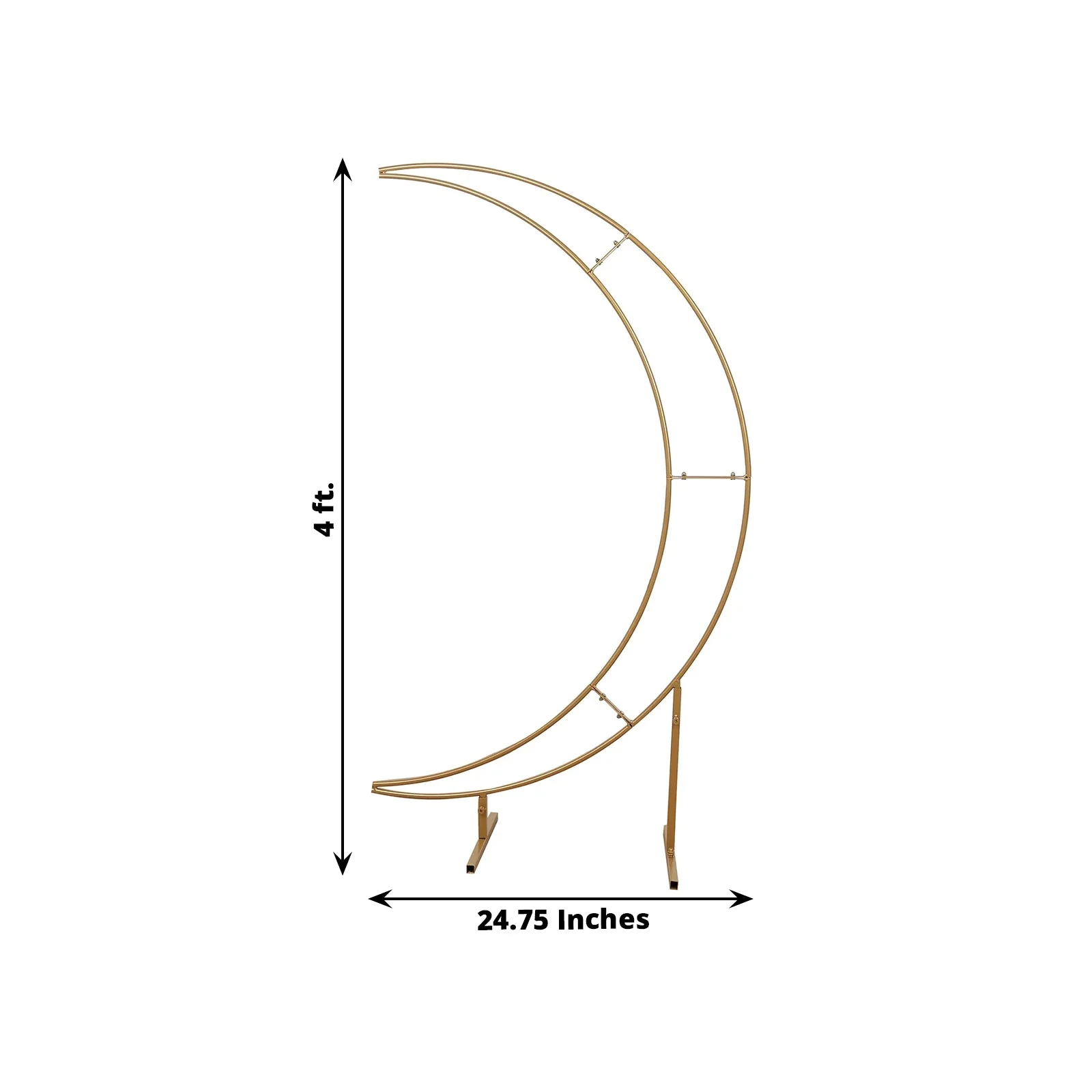 Gold Metal Half Crescent Moon Wedding Arch Flower Stand, Table Top Centerpiece Curved Arbor Balloon Frame - 4ft - Image 3