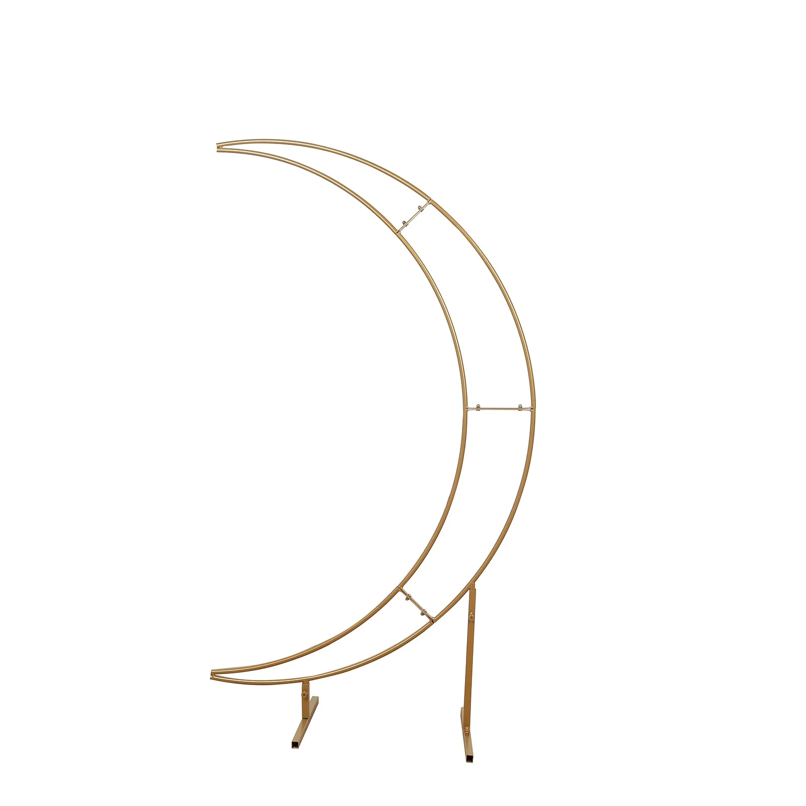 Gold Metal Half Crescent Moon Wedding Arch Flower Stand, Table Top Centerpiece Curved Arbor Balloon Frame - 4ft - Image 7