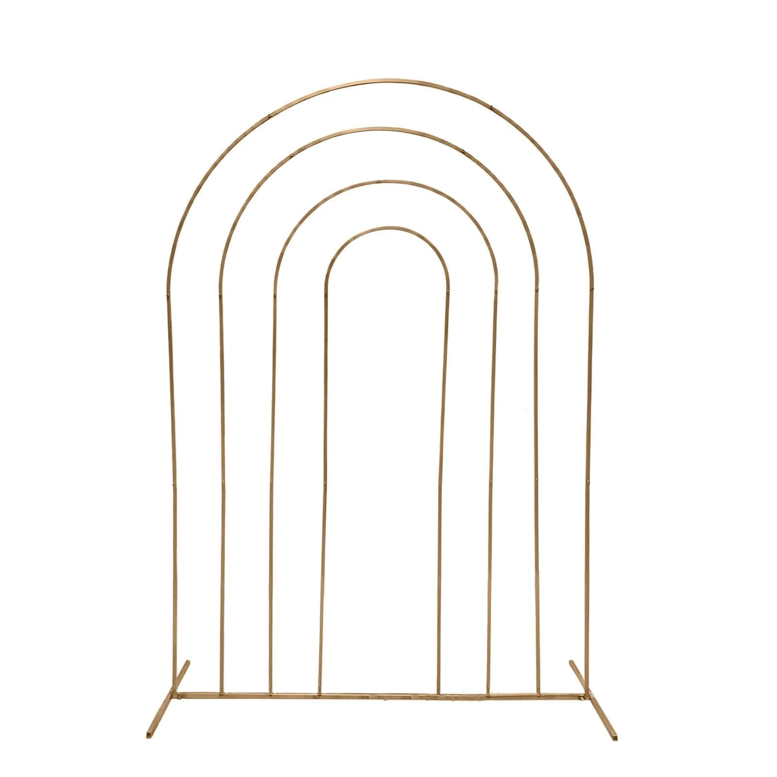 Gold Metal Multi-Layered Round Top Chiara Backdrop Stand, Rainbow Floral Frame Wedding Arch - 8ft - Image 6