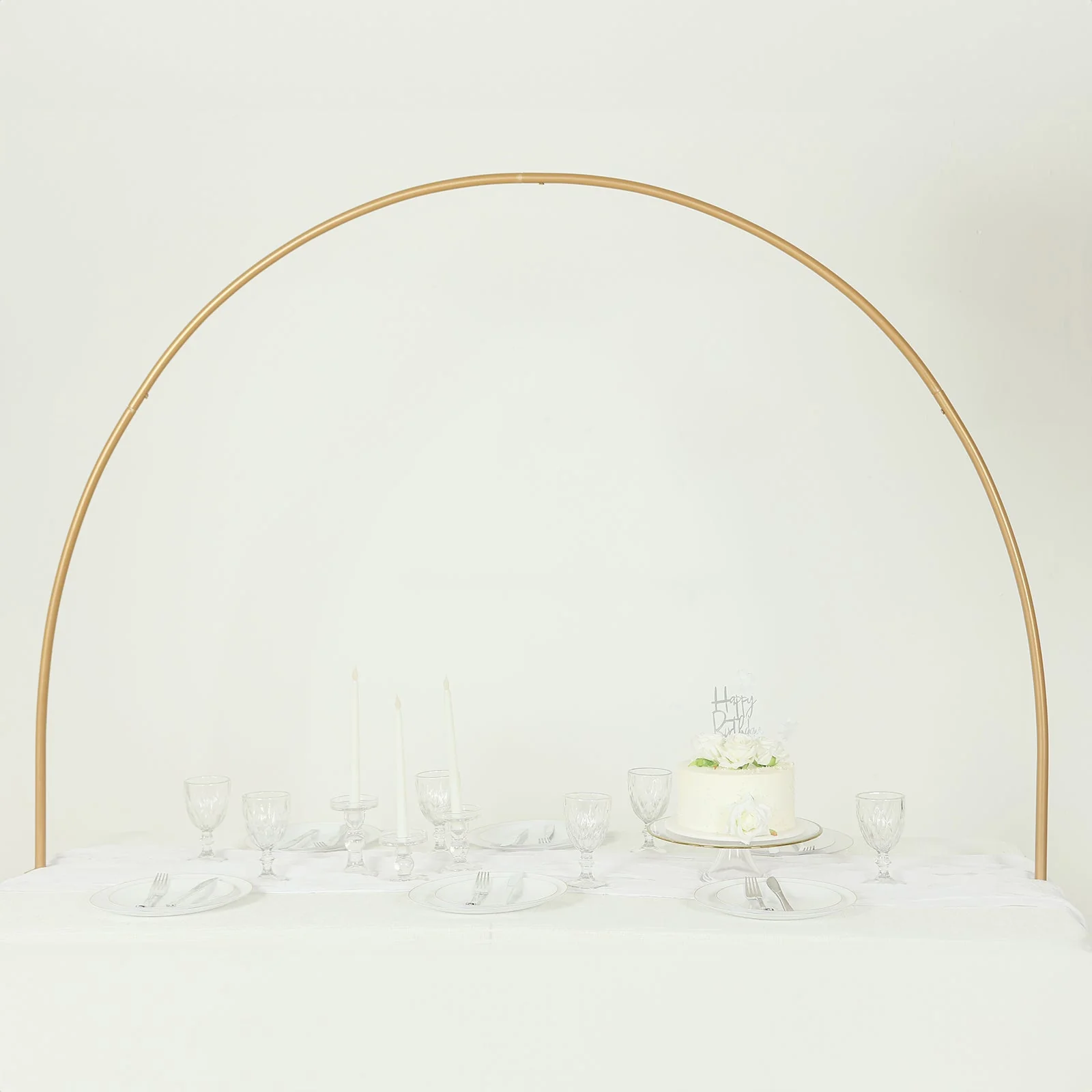 Gold Metal Over-The-Table Rod Stand with Clamps, Round Top Balloon Arch Flower Stand for Wedding and Party Decorations - 4ftx6ft - Image 10