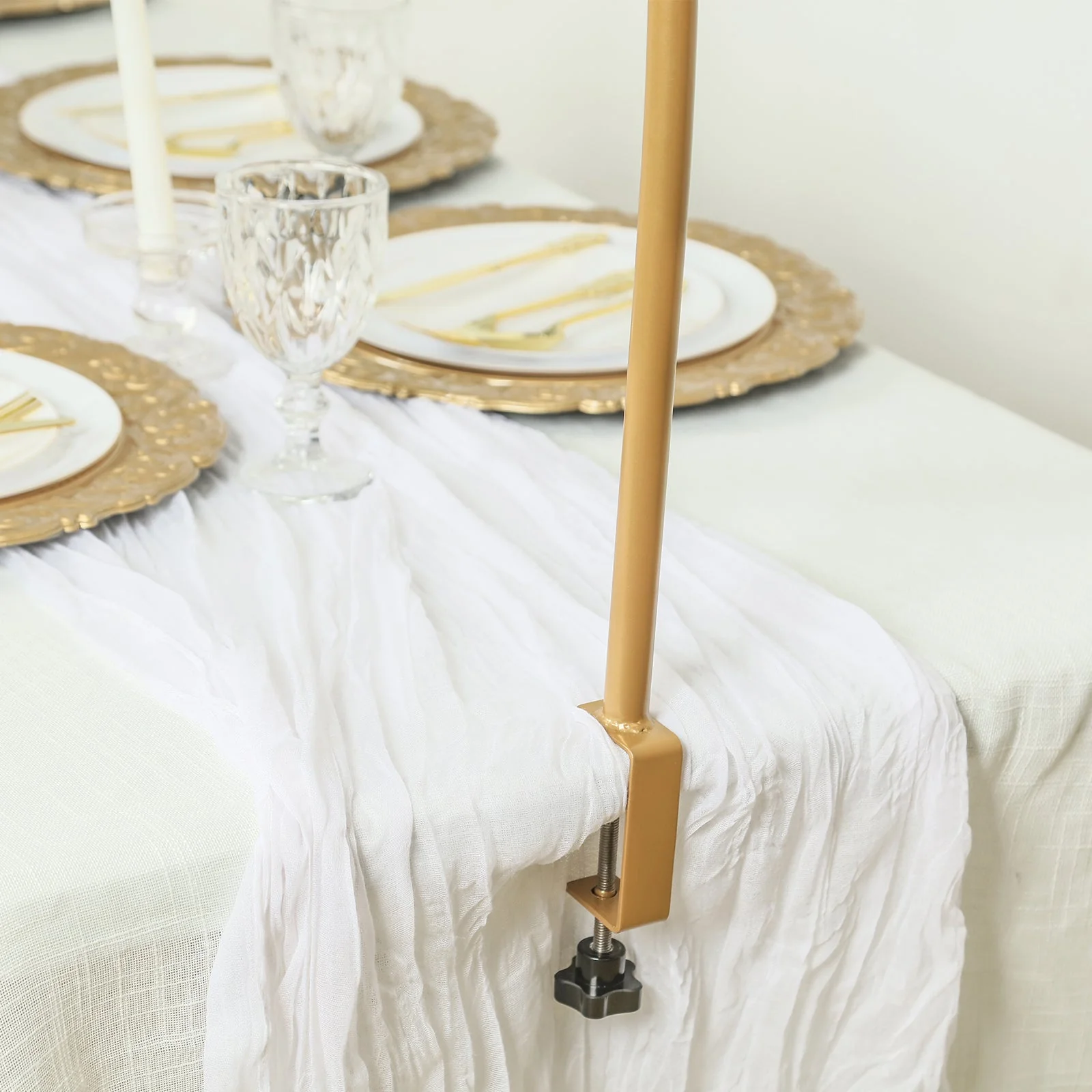 Gold Metal Over-The-Table Rod Stand with Clamps, Round Top Balloon Arch Flower Stand for Wedding and Party Decorations - 4ftx6ft - Image 6