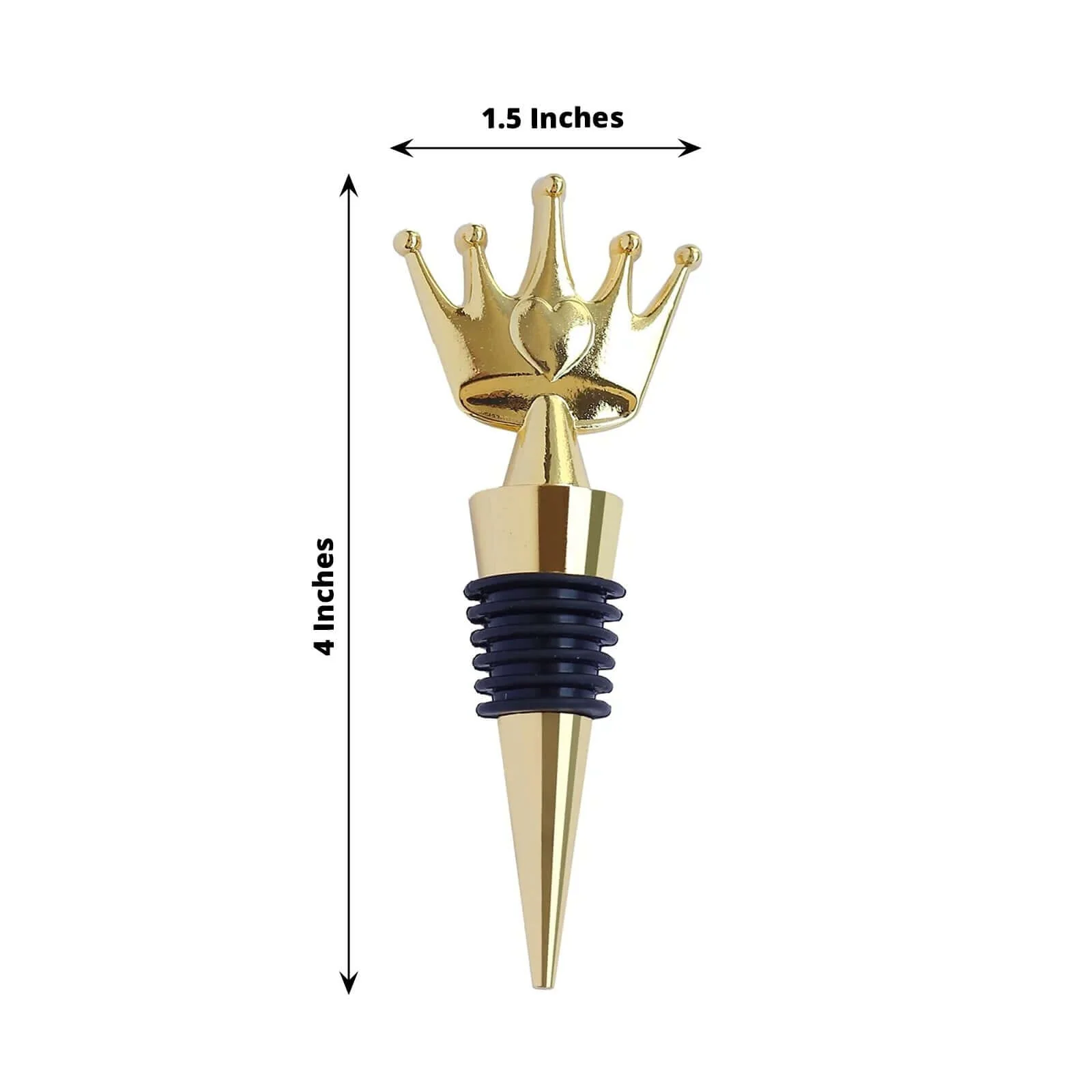 Gold Metal Princess Crown Wine Bottle Stopper Wedding Favor with Clear Gift Box, Thank You Tag and Ribbon - 4" - Image 3