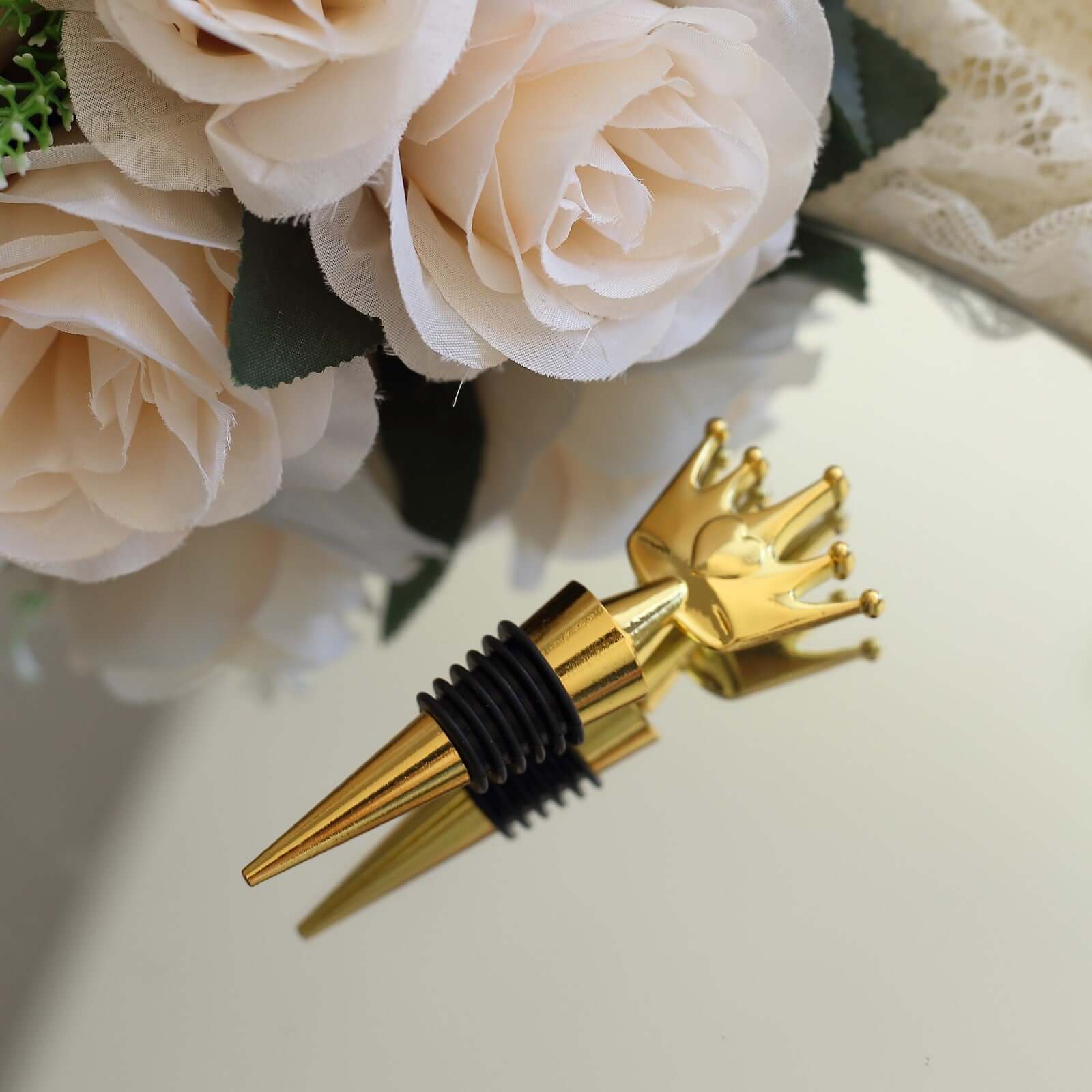 Gold Metal Princess Crown Wine Bottle Stopper Wedding Favor with Clear Gift Box, Thank You Tag and Ribbon - 4" - Image 8