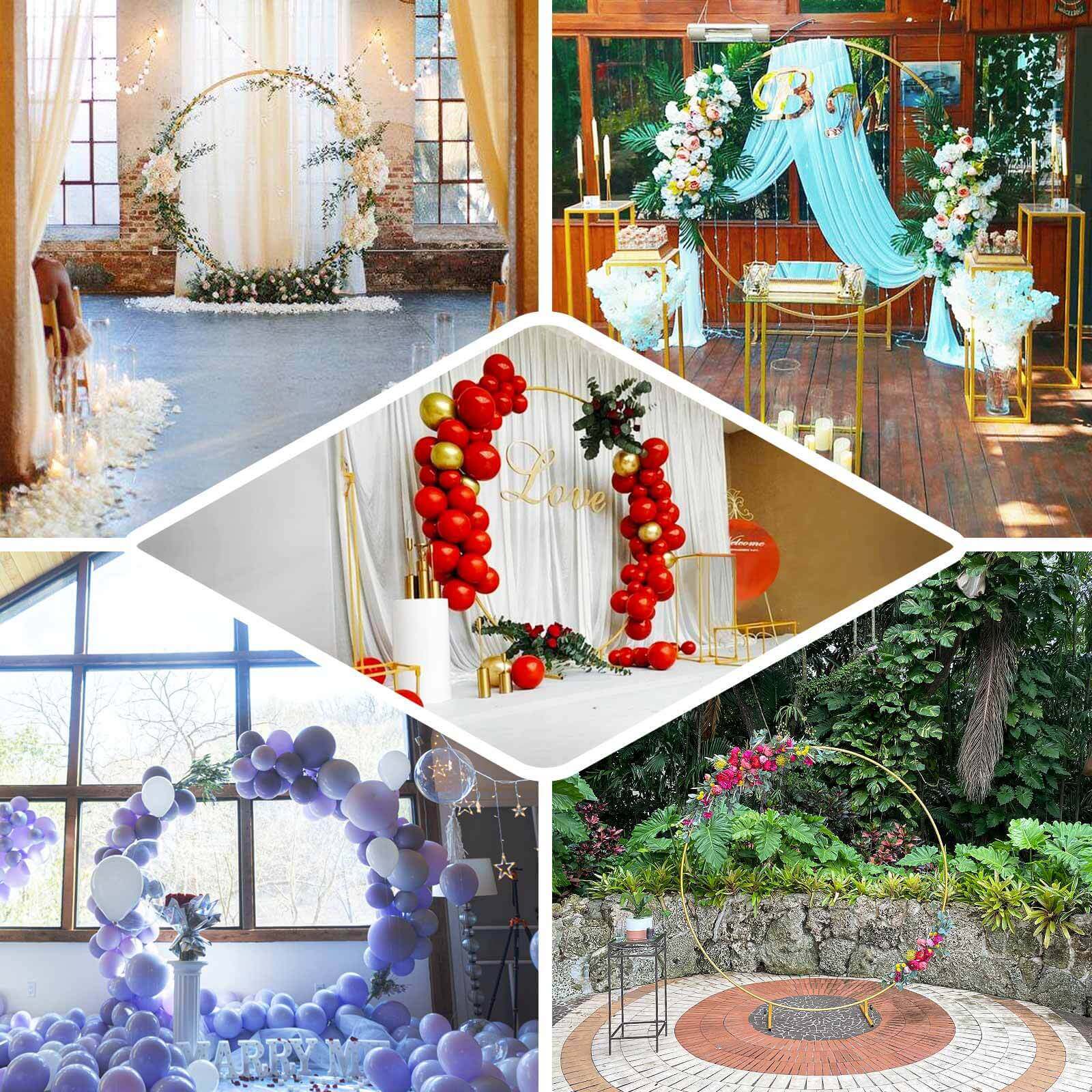 Gold Metal Round Arch Wedding Cake Display Stand, Floral Hoop Frame Table Centerpiece - 4ft - Image 5