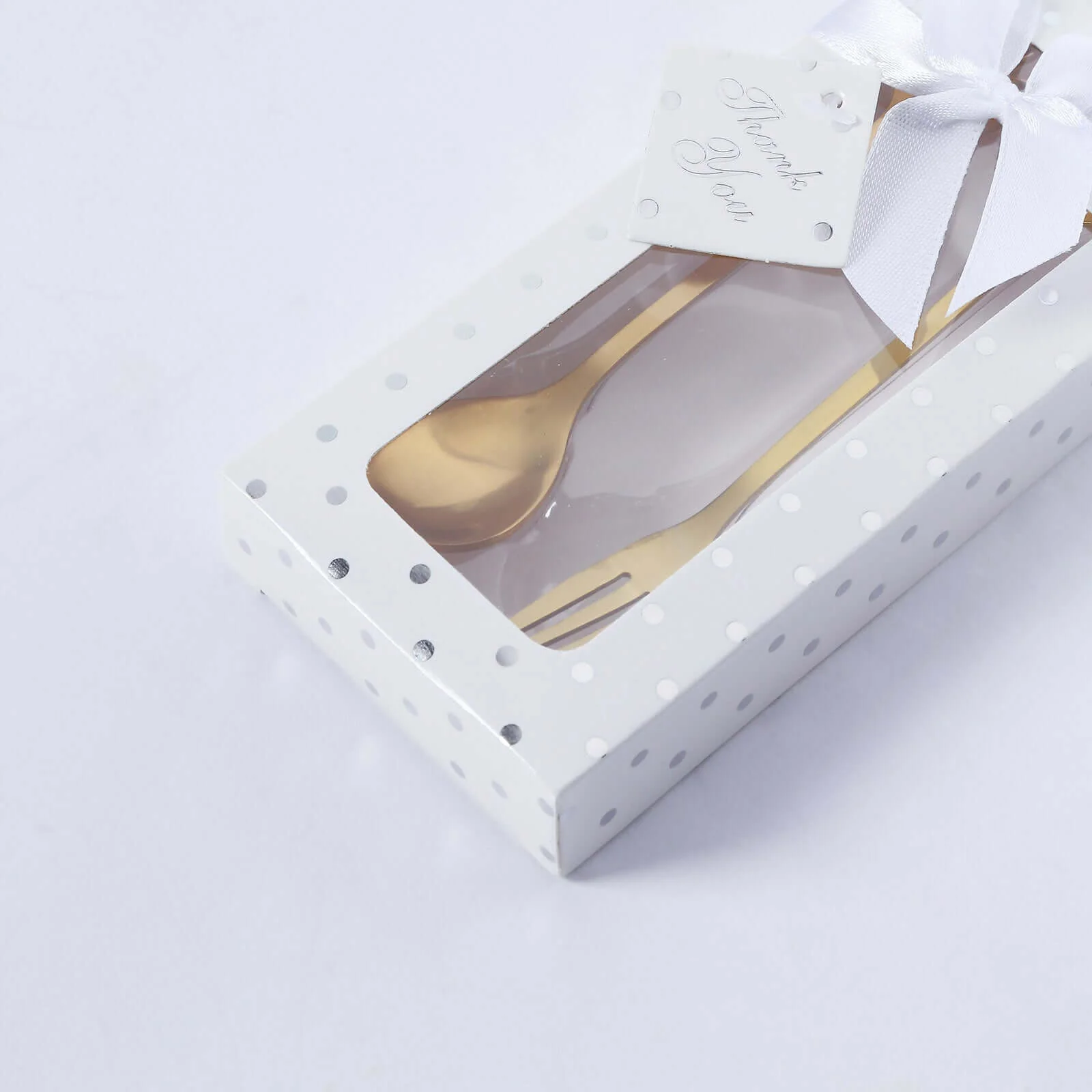 Gold Metal Spoon & Fork Pre-Packed Wedding Party Favors Set With Leaf Shaped Handle, Bridal Shower Souvenir Gift Box 5" - Image 12