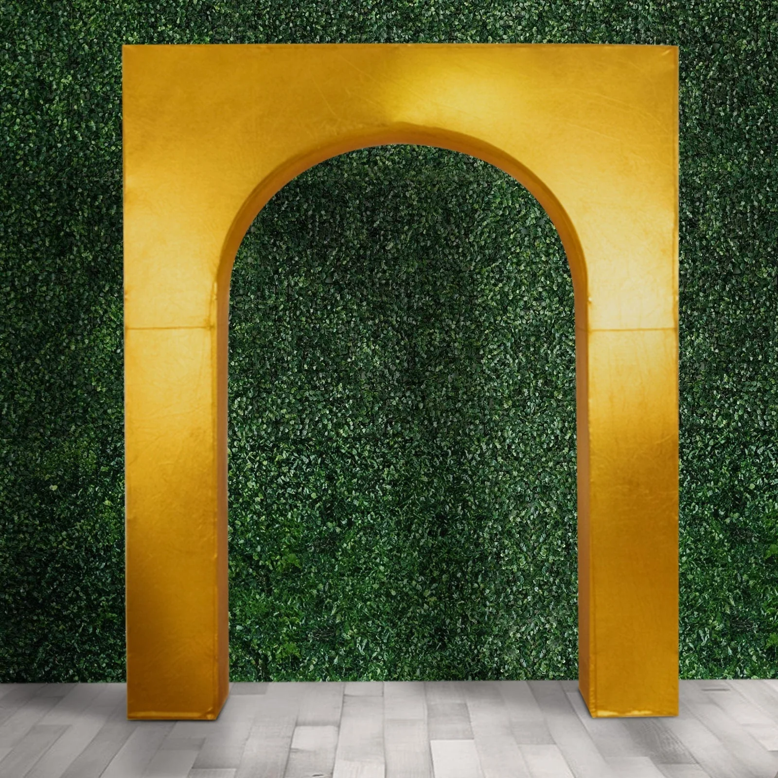 Gold Metallic Spandex Wedding Arch Cover for Arc de Triomphe Stand, Stretch Fitted Floral Balloon Frame Backdrop Stand Cover - 8ft - Image 10