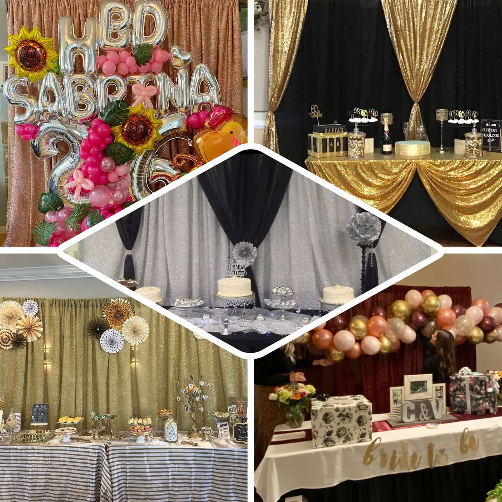 Gold Metallic Shimmer Tinsel Backdrop Drape Curtain, Event Background Divider Panel - 20ftx10ft - Image 4