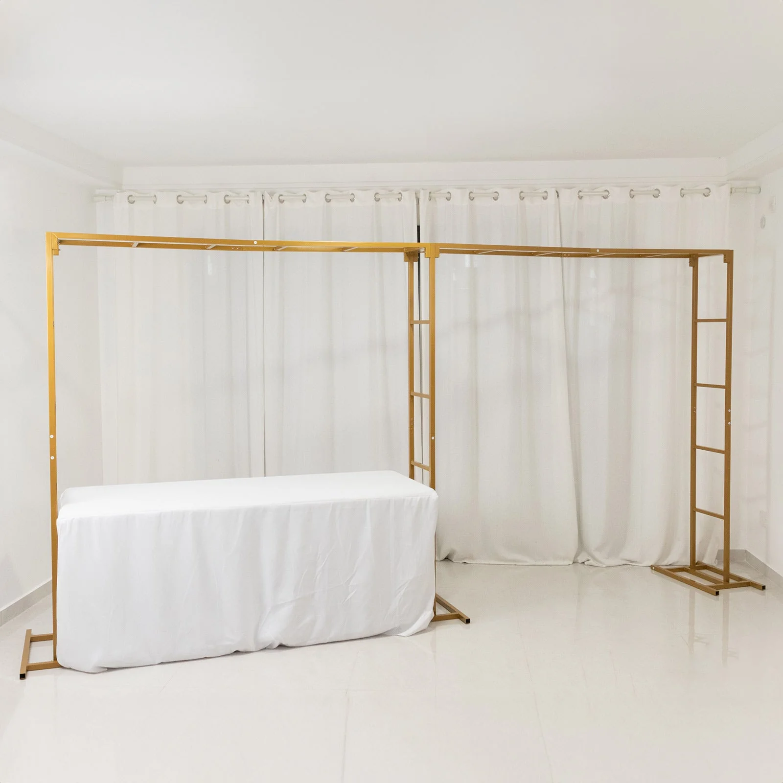 Gold Rectangular Arbor - Freestanding 6' High Over the Table Stand, Backdrop Stand with Double Frame for Floral Balloon Décor - 6ftx12ft - Image 4