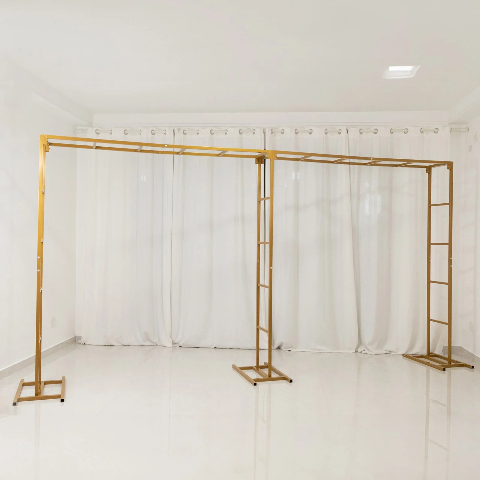 Gold Rectangular Arbor - Freestanding 6' High Over the Table Stand, Backdrop Stand with Double Frame for Floral Balloon Décor - 6ftx12ft - Image 7