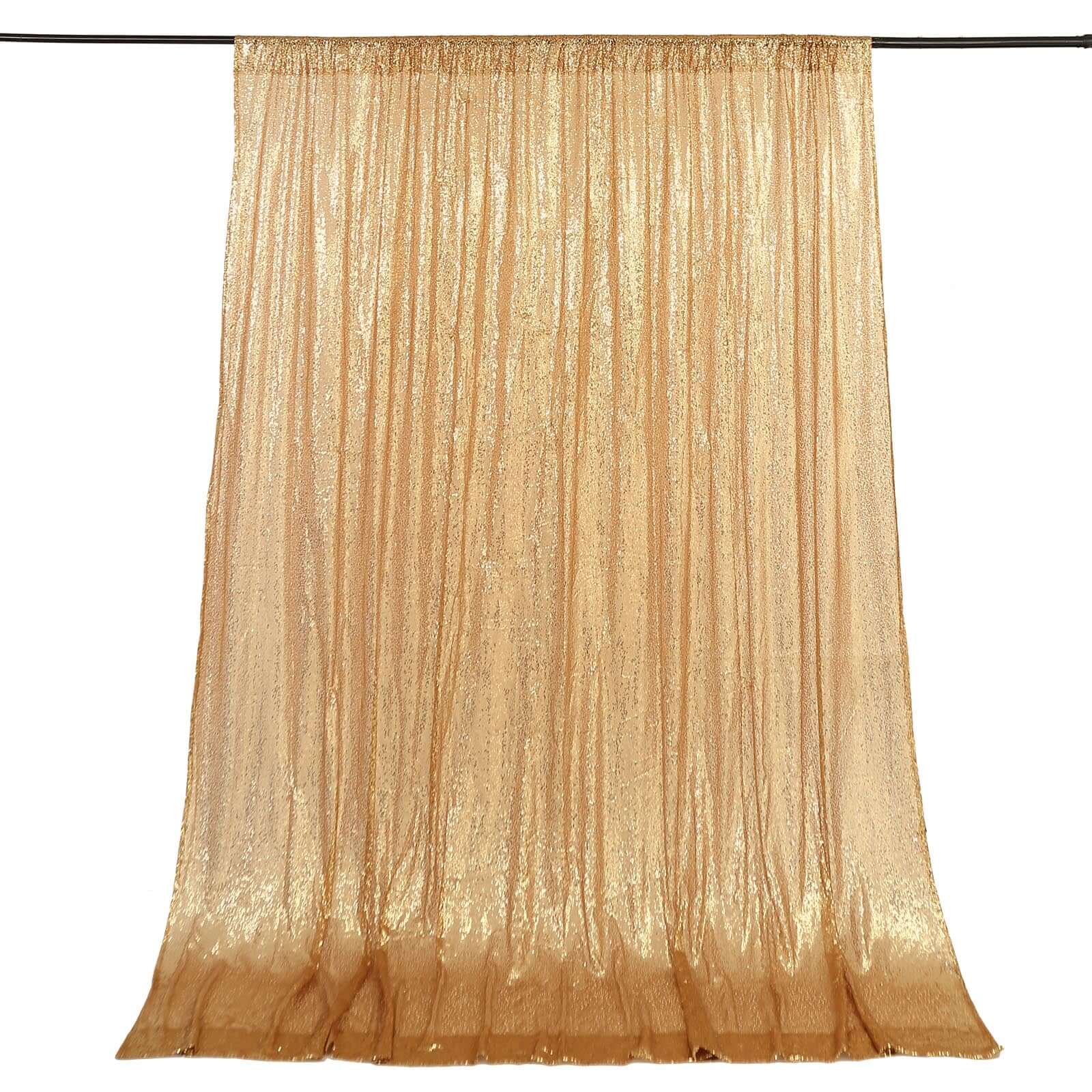 Gold Sequin Backdrop Drape Curtain, Photo Booth Event Divider Panel - 8ftx8ft - Image 6