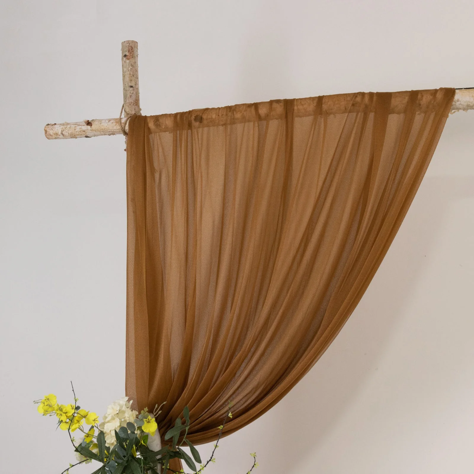 Sheer Wedding Arch Drape – 5ftx14ft Gold Sheer Curtain Backdrop, Ceiling Drapery Panel - Image 3
