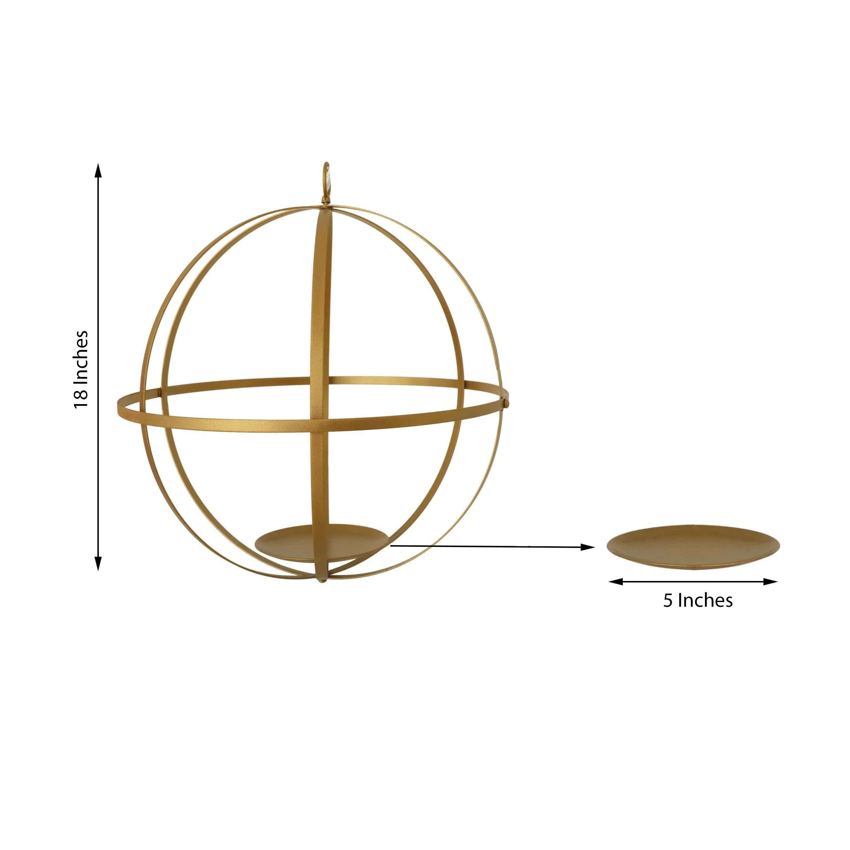 Gold Wrought Iron Candle Holder Centerpiece 18" Open Frame Hanging Sphere - Wedding Decorative Ball - Image 3