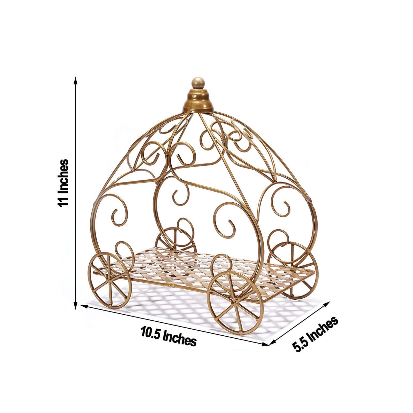 Gold Wrought Iron Table Centerpiece 11" Cinderella Pumpkin Carriage - Rustic Wedding Display - Image 3